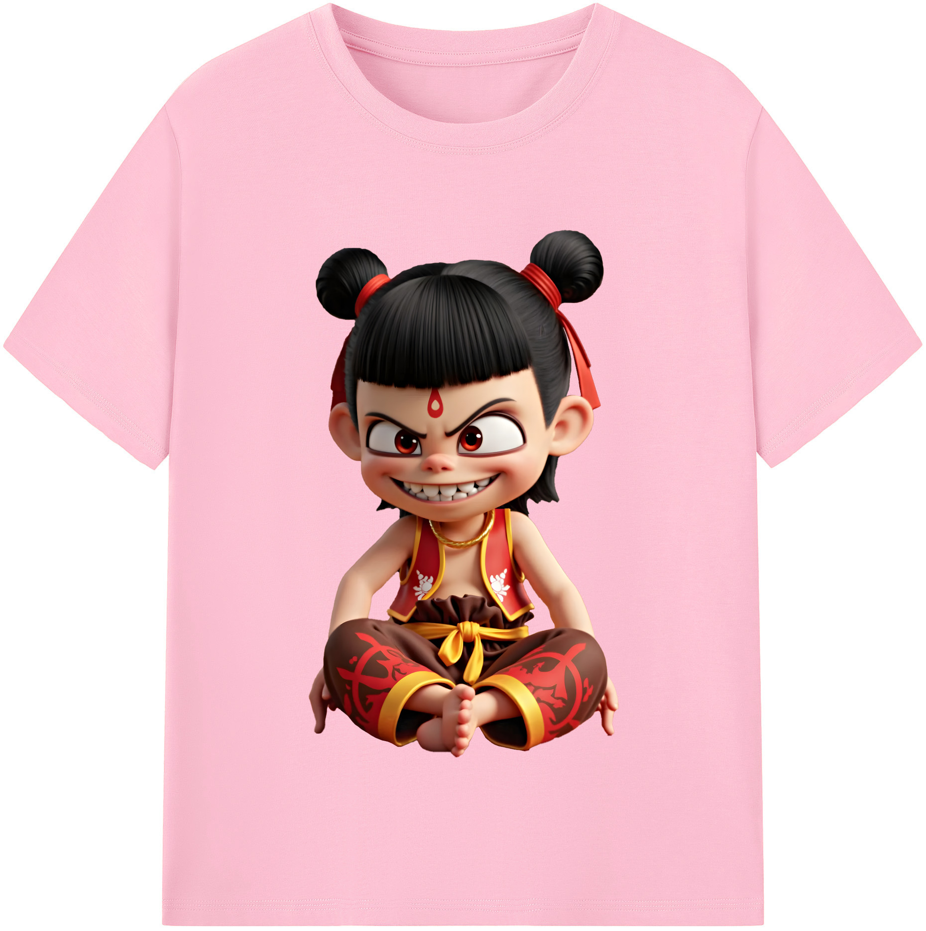 （画像用） Ne Zha 2 ナタ 魔童の大暴れ 綿100％半袖Tシャツ（フロントプリント）