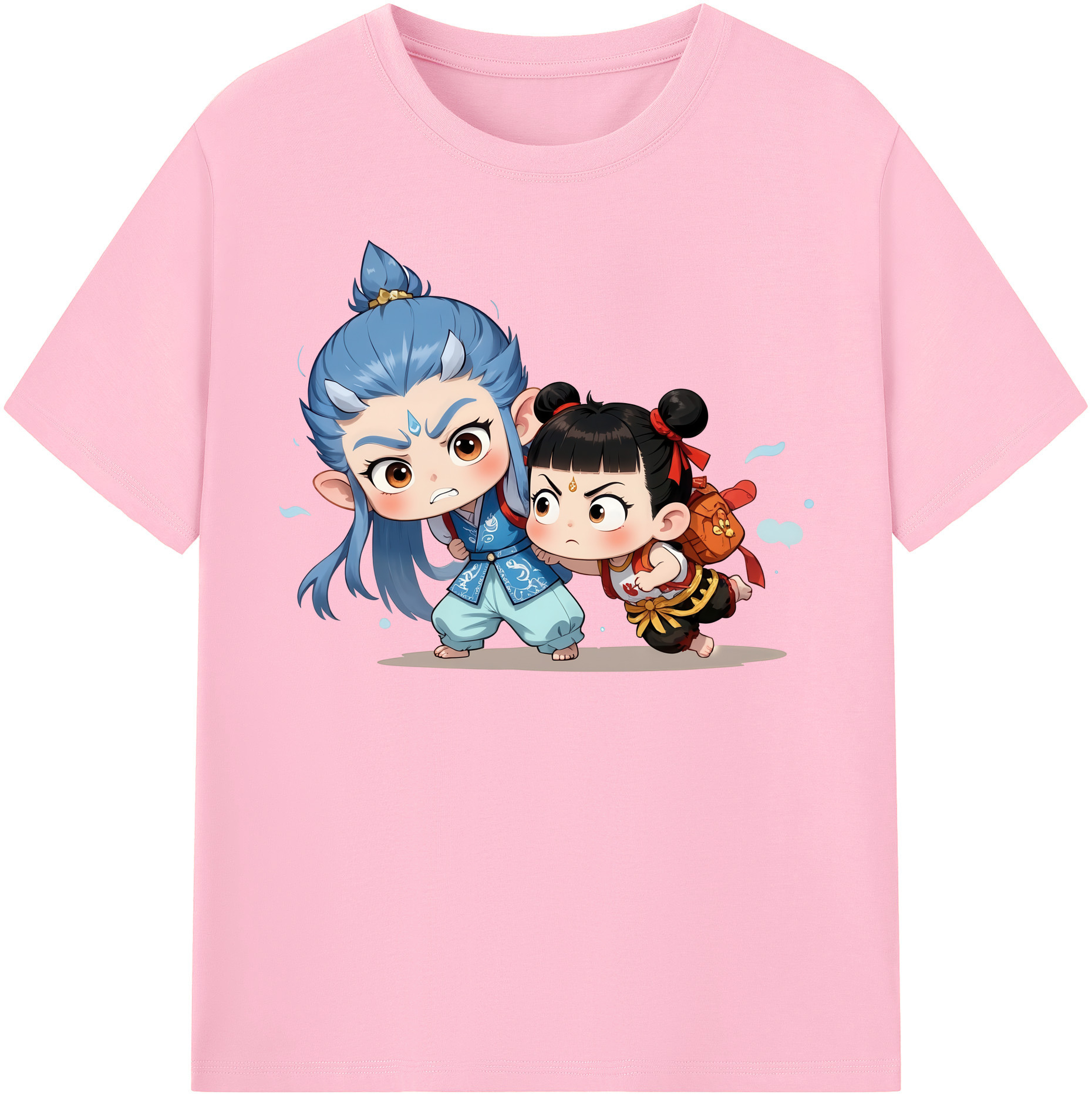 （画像用） Ne Zha 2 ナタ 魔童の大暴れ 綿100％半袖Tシャツ（フロントプリント）