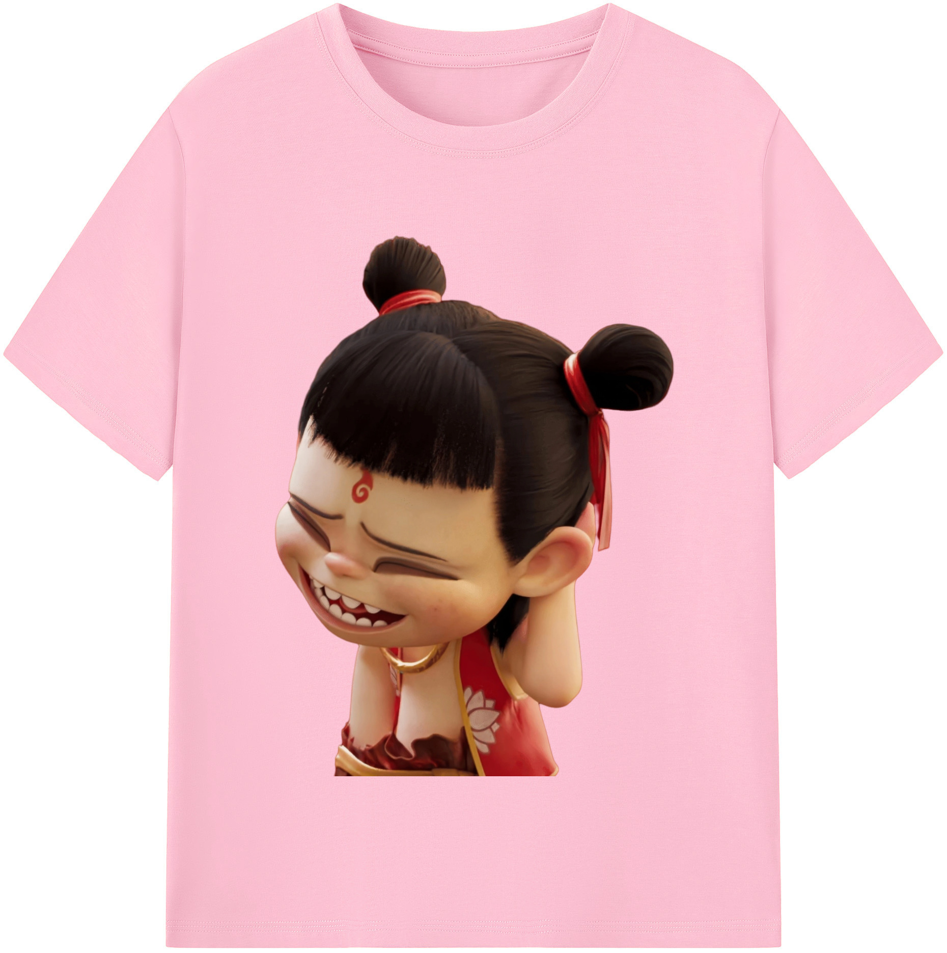 （画像用） Ne Zha 2 ナタ 魔童の大暴れ 綿100％半袖Tシャツ（フロントプリント）