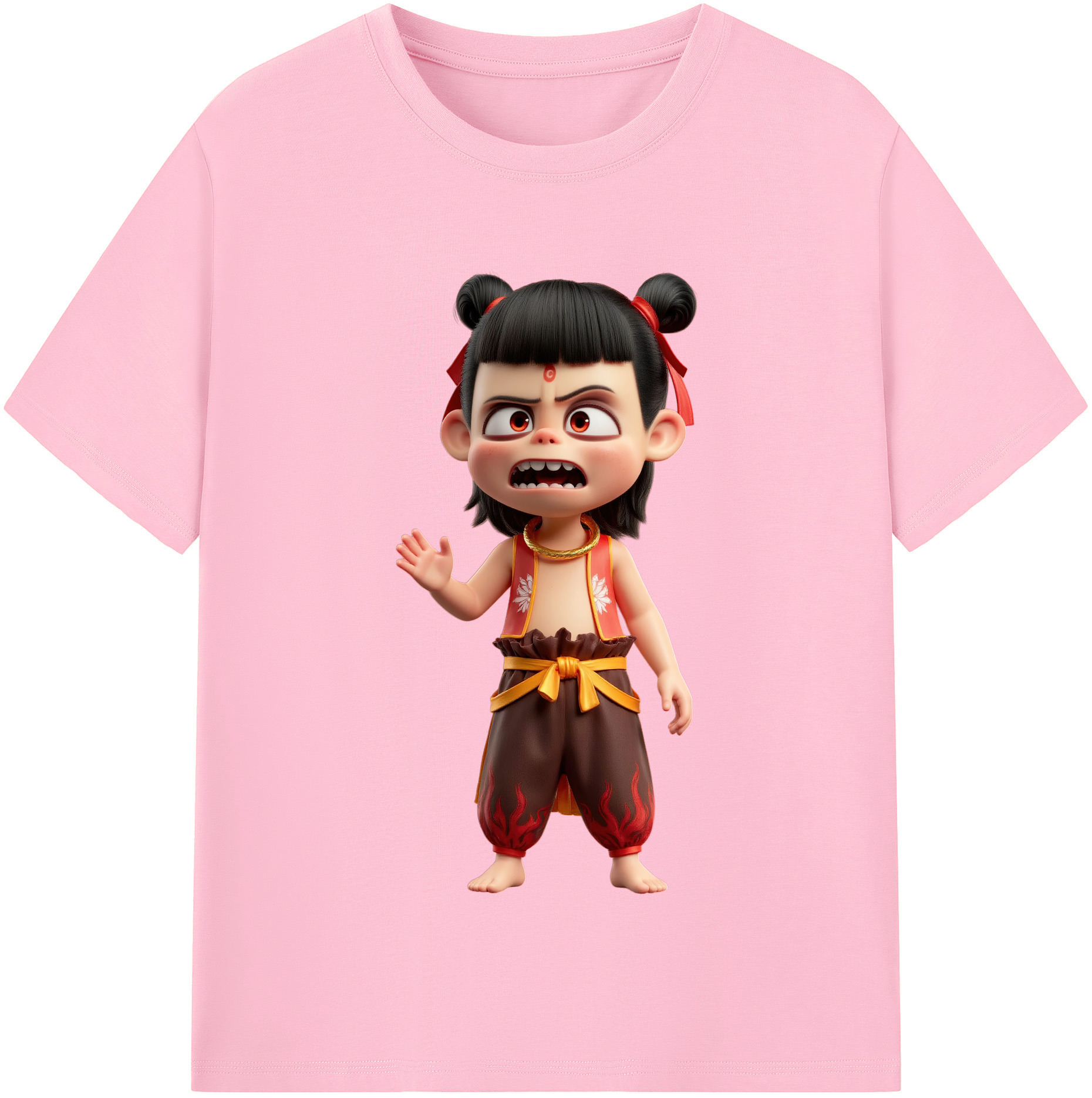 （画像用） Ne Zha 2 ナタ 魔童の大暴れ 綿100％半袖Tシャツ（フロントプリント）