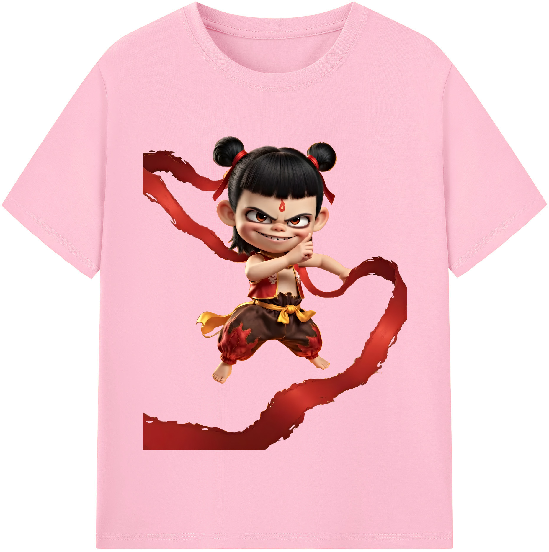（画像用） Ne Zha 2 ナタ 魔童の大暴れ 綿100％半袖Tシャツ（フロントプリント）