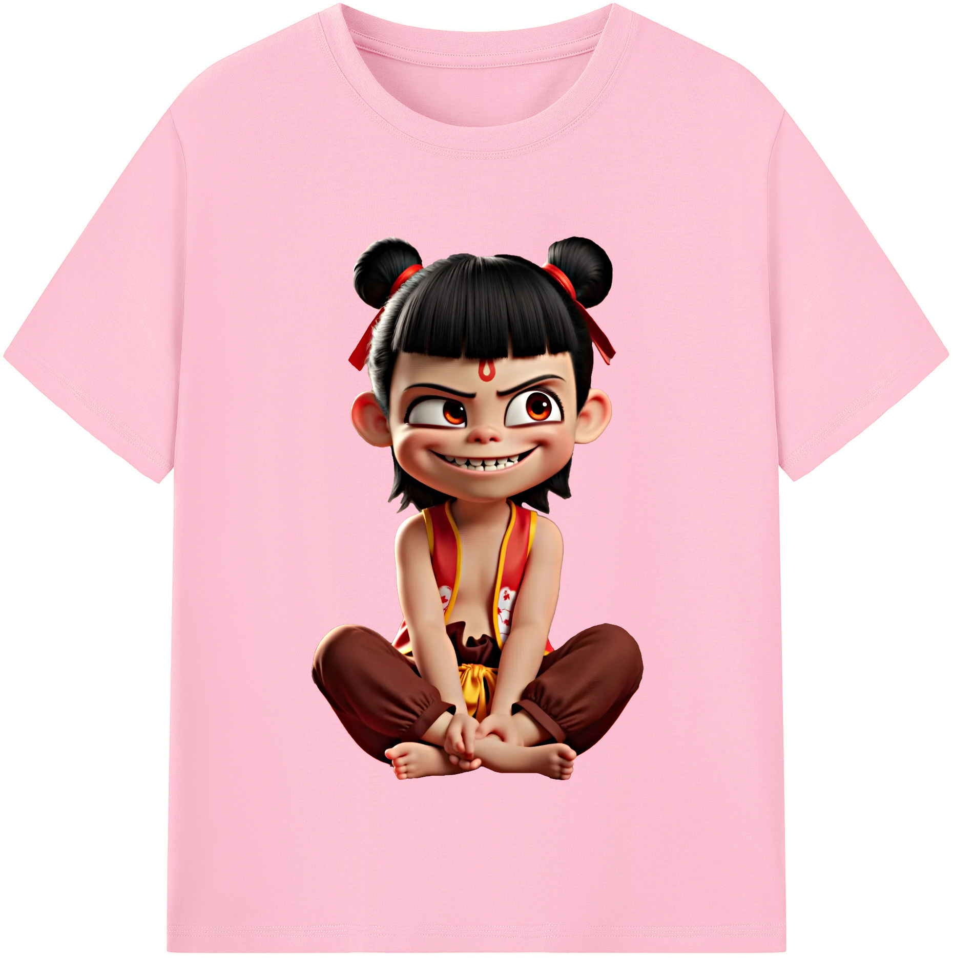 （画像用） Ne Zha 2 ナタ 魔童の大暴れ 綿100％半袖Tシャツ（フロントプリント）