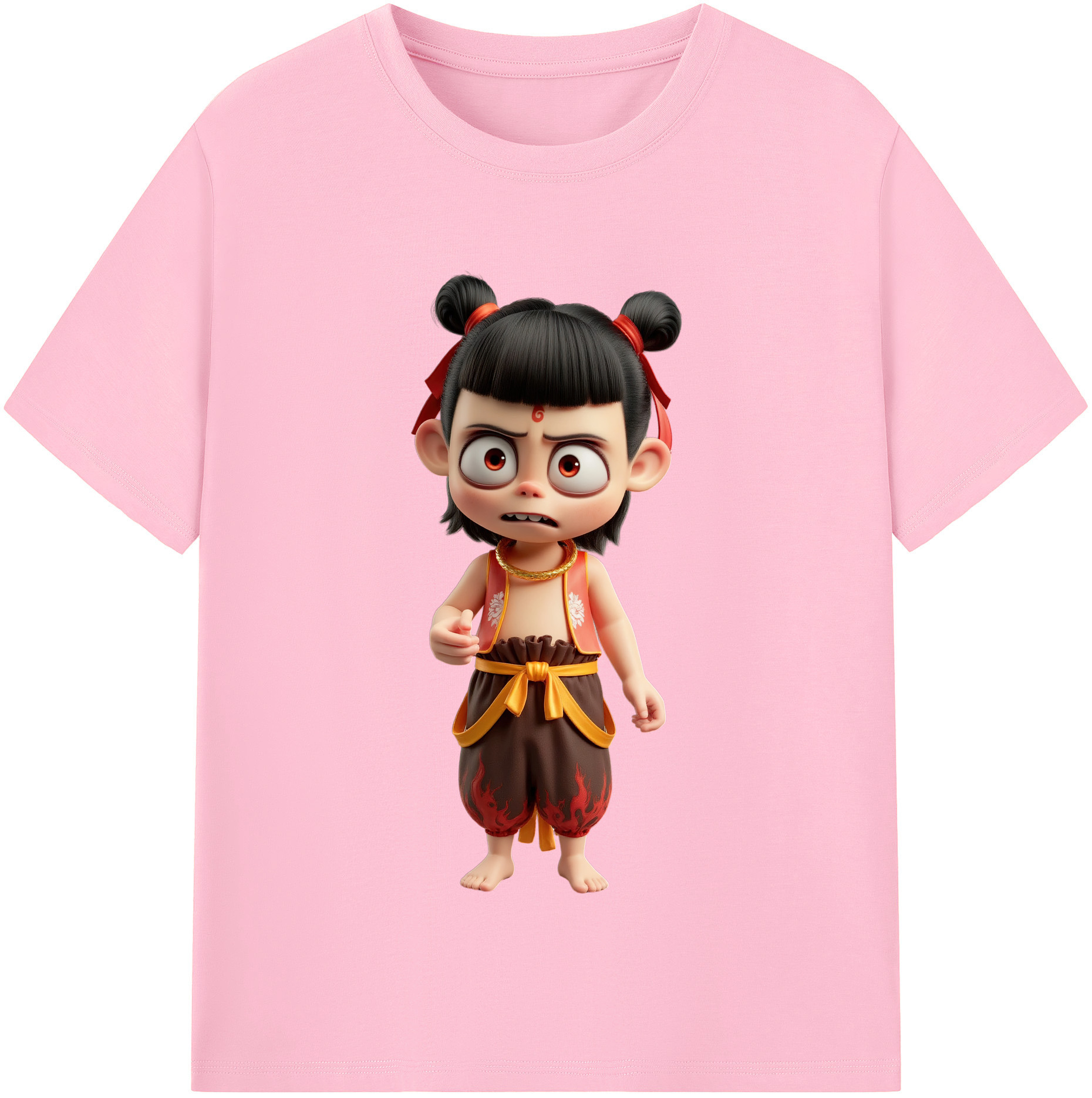 （画像用） Ne Zha 2 ナタ 魔童の大暴れ 綿100％半袖Tシャツ（フロントプリント）