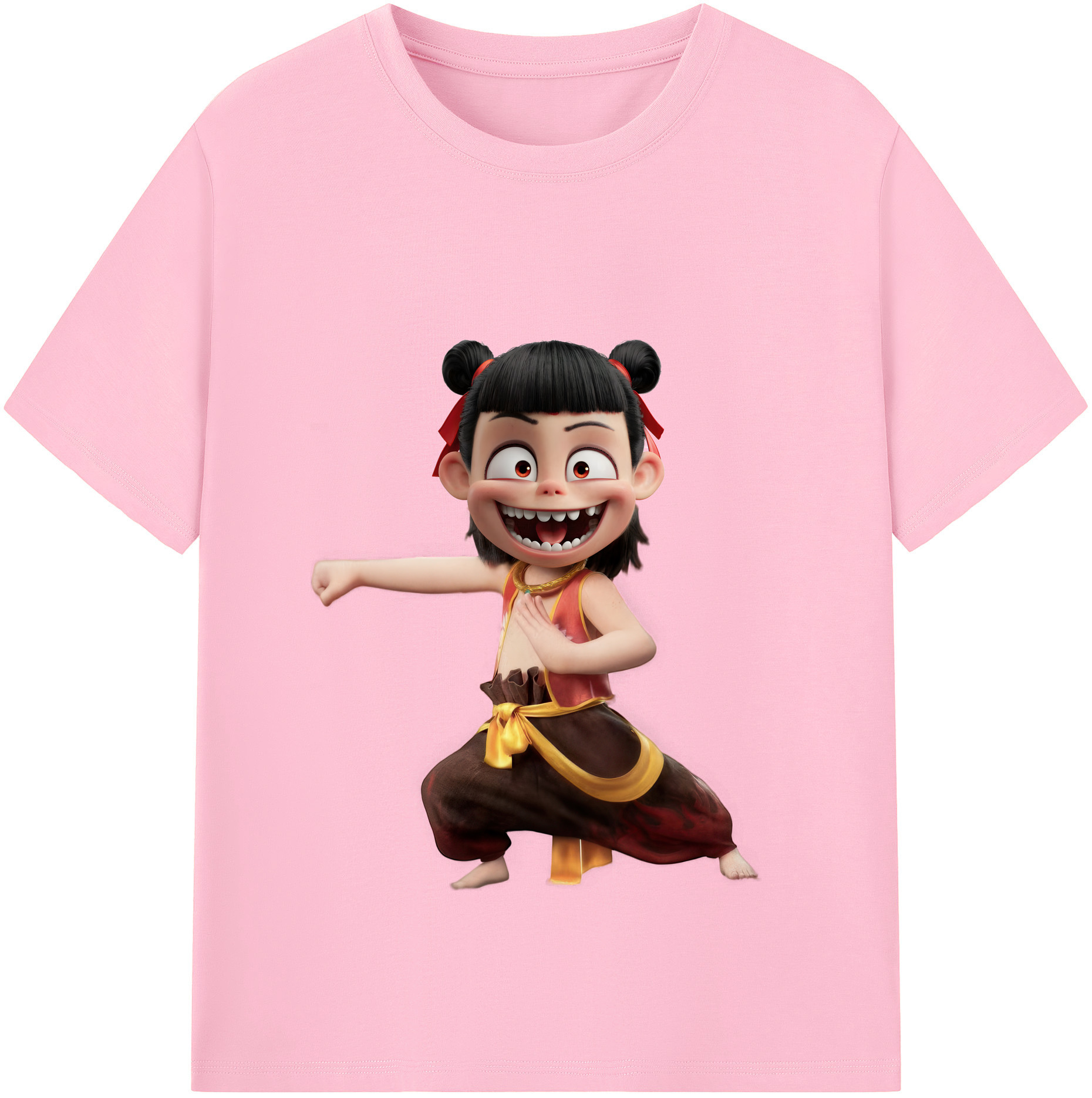（画像用） Ne Zha 2 ナタ 魔童の大暴れ 綿100％半袖Tシャツ（フロントプリント）