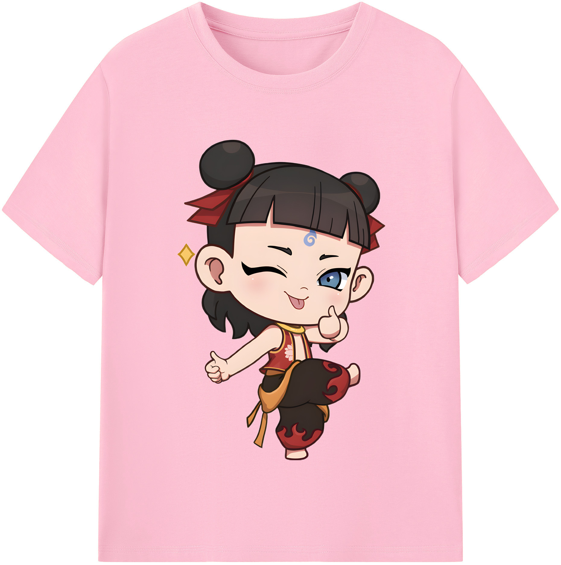 （画像用） Ne Zha 2 ナタ 魔童の大暴れ 綿100％半袖Tシャツ（フロントプリント）