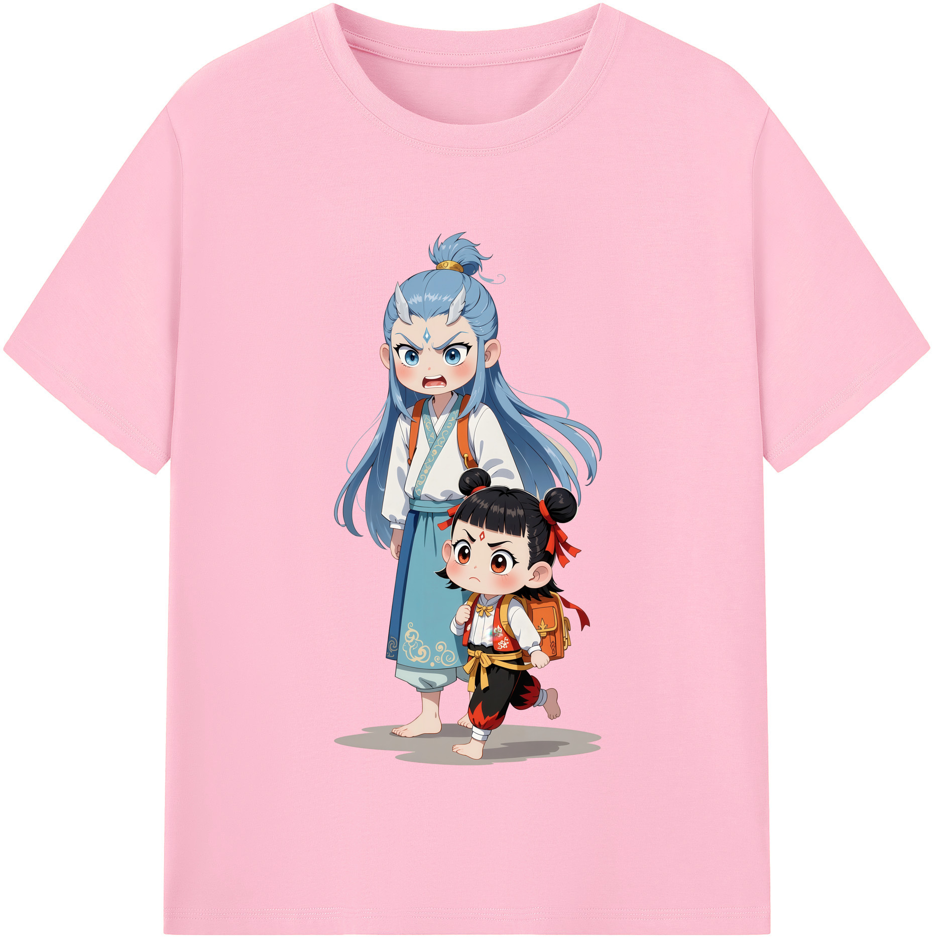 （画像用） Ne Zha 2 ナタ 魔童の大暴れ 綿100％半袖Tシャツ（フロントプリント）