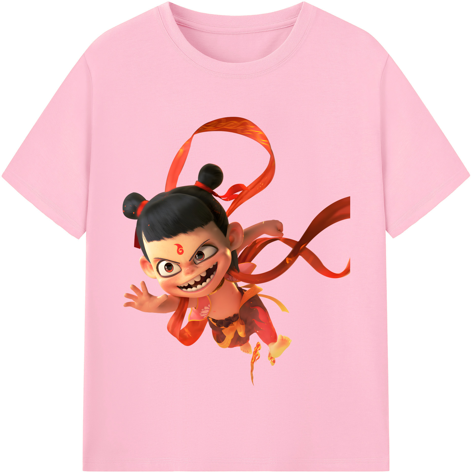 （画像用） Ne Zha 2 ナタ 魔童の大暴れ 綿100％半袖Tシャツ（フロントプリント）