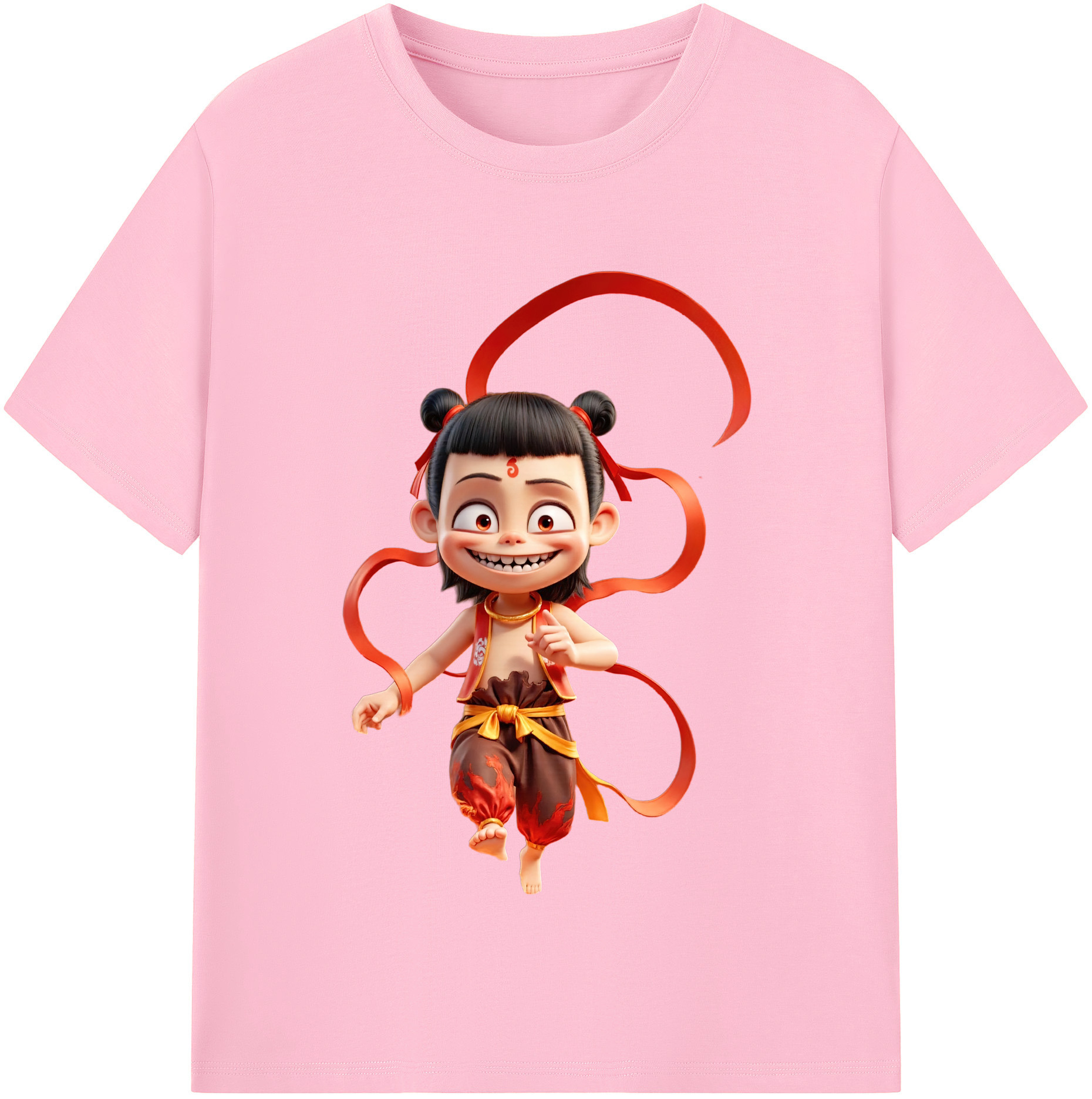 （画像用） Ne Zha 2 ナタ 魔童の大暴れ 綿100％半袖Tシャツ（フロントプリント）