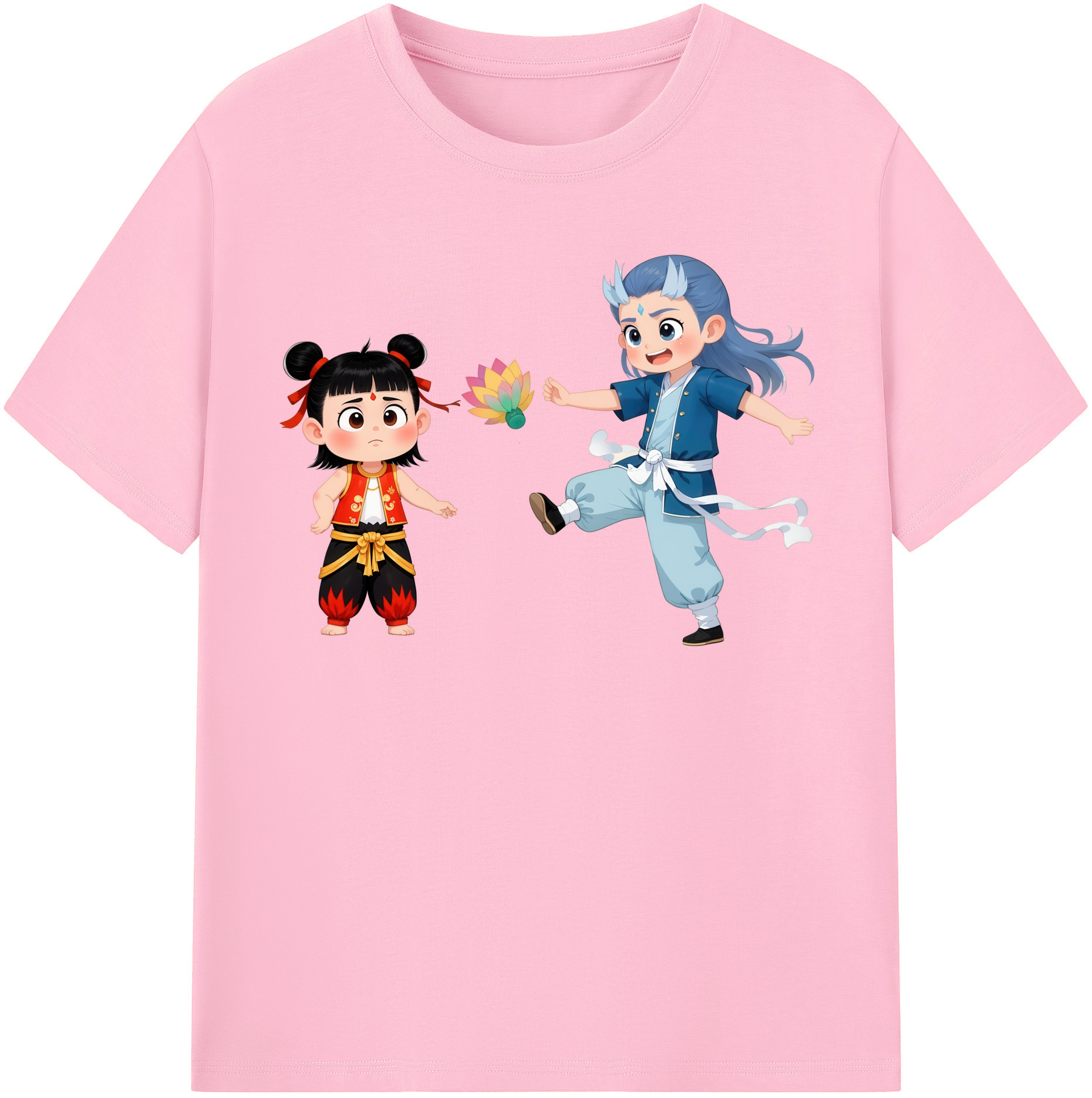 （画像用） Ne Zha 2 ナタ 魔童の大暴れ 綿100％半袖Tシャツ（フロントプリント）