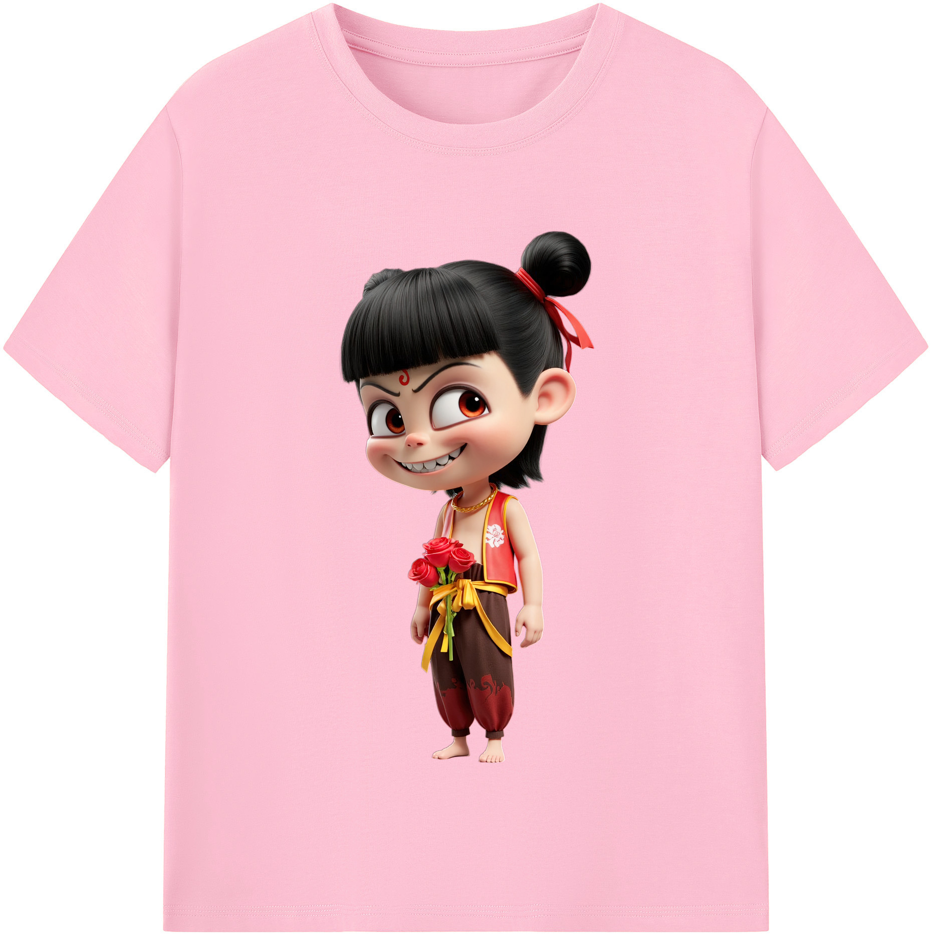 （画像用） Ne Zha 2 ナタ 魔童の大暴れ 綿100％半袖Tシャツ（フロントプリント）