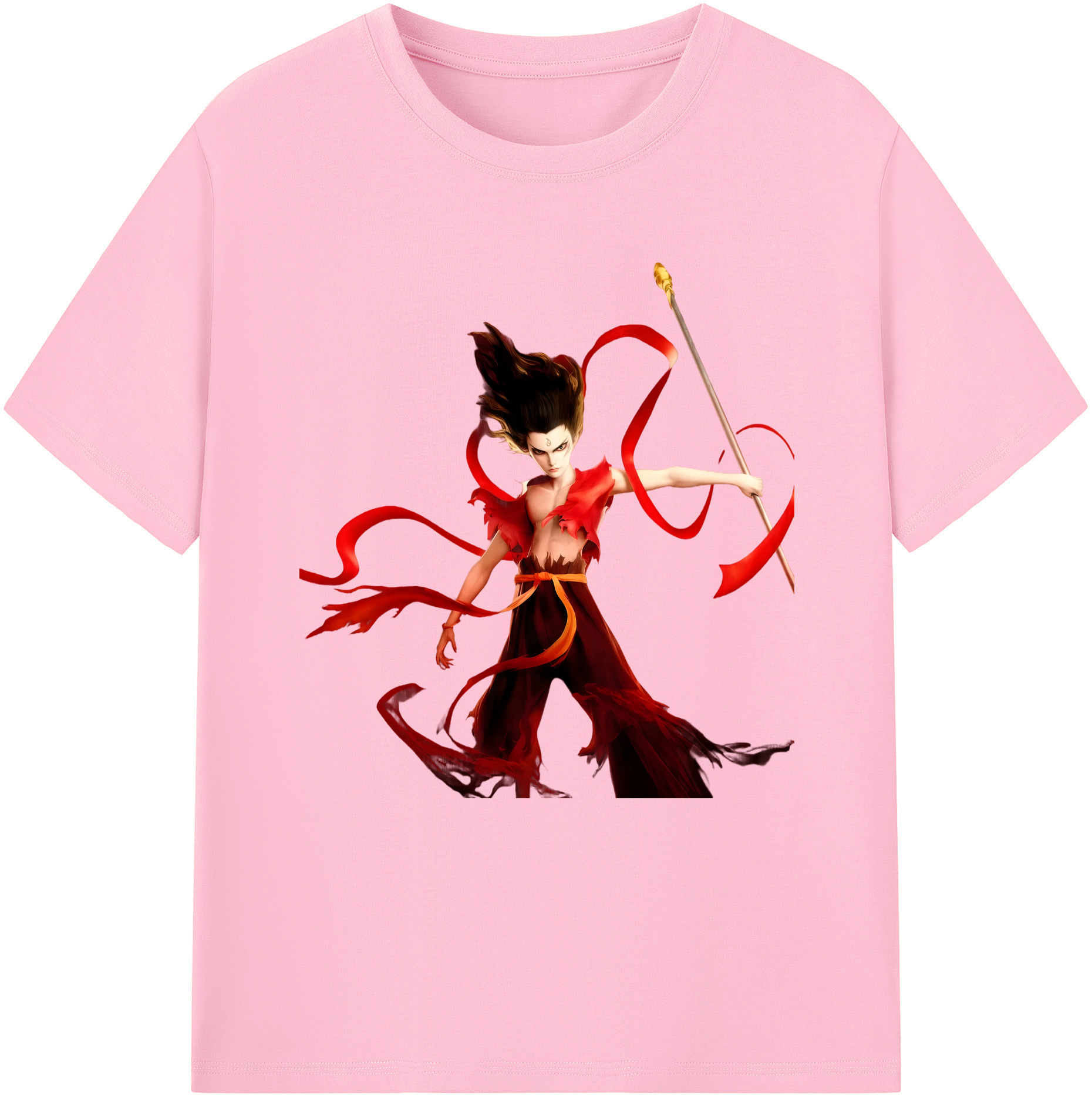 （画像用） Ne Zha 2 ナタ 魔童の大暴れ 綿100％半袖Tシャツ（フロントプリント）