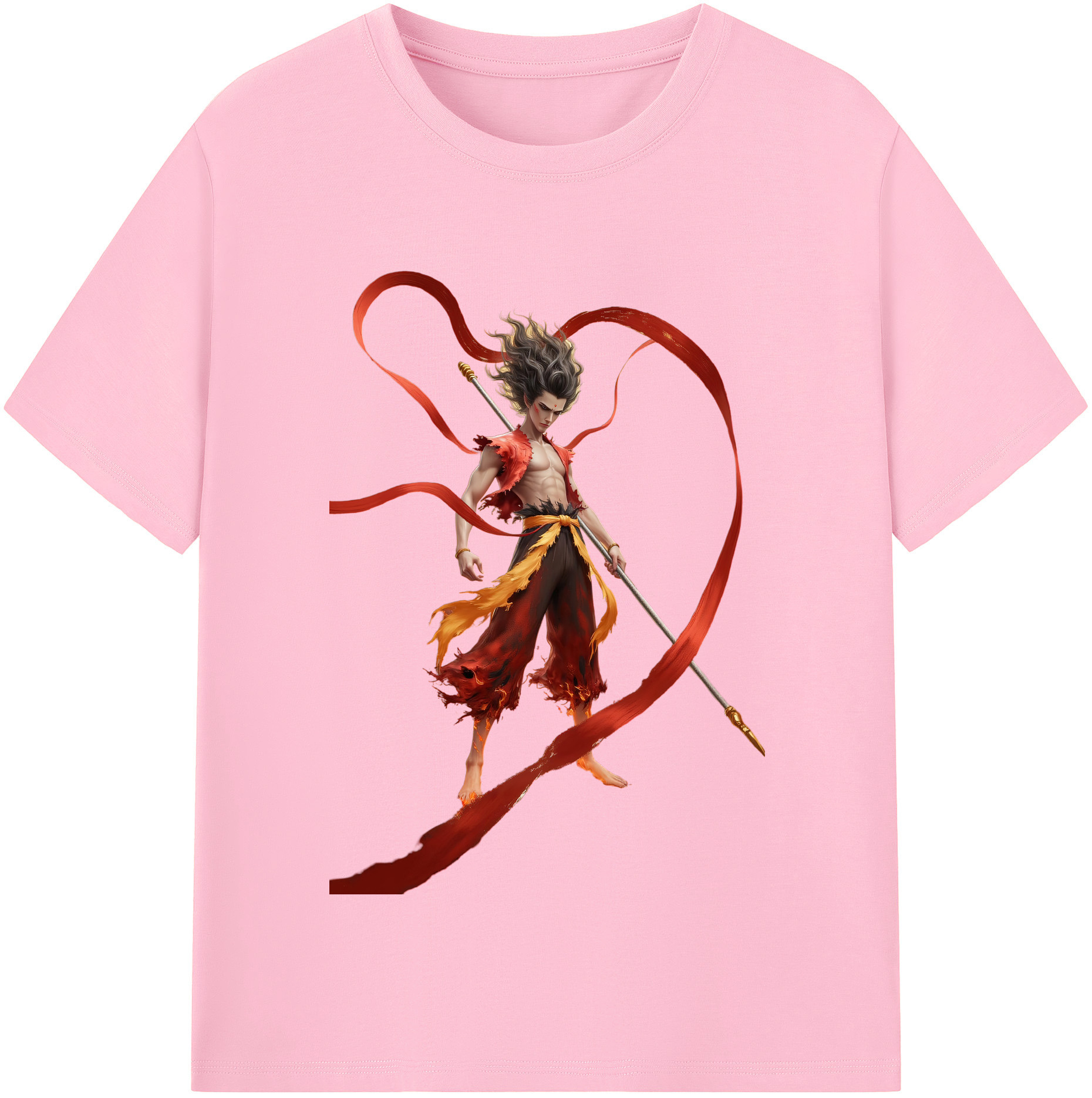 （画像用） Ne Zha 2 ナタ 魔童の大暴れ 綿100％半袖Tシャツ（フロントプリント）