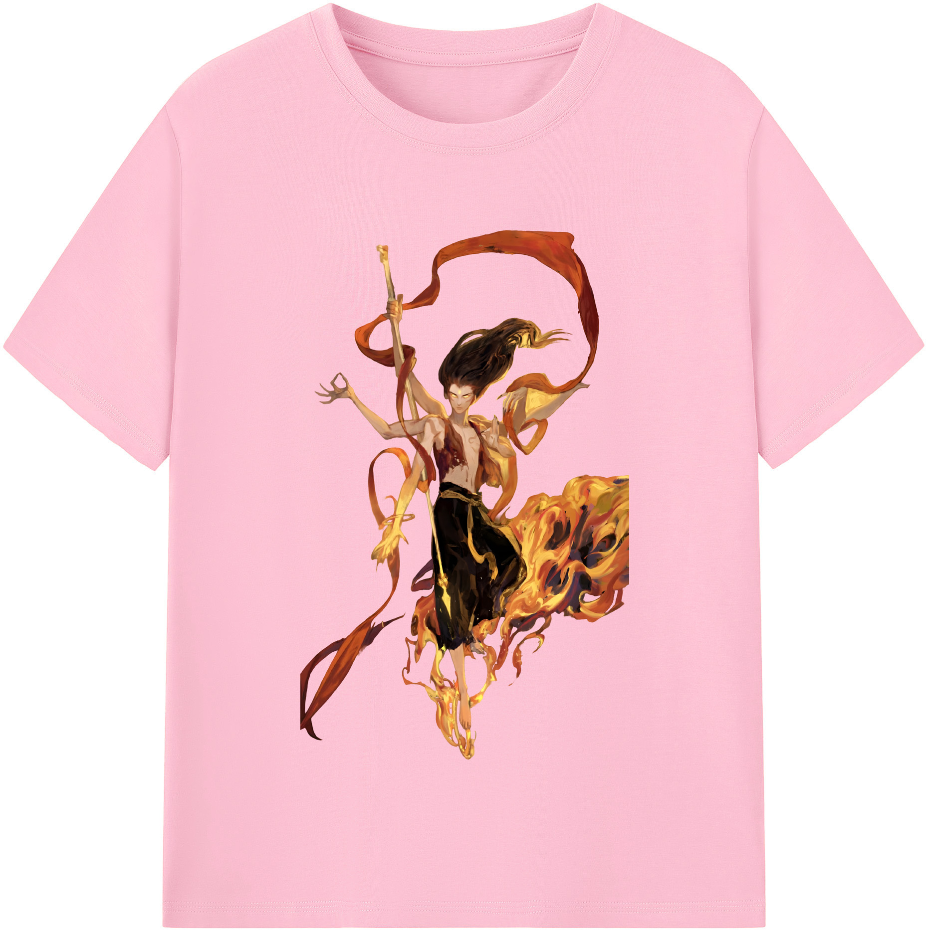 （画像用） Ne Zha 2 ナタ 魔童の大暴れ 綿100％半袖Tシャツ（フロントプリント）