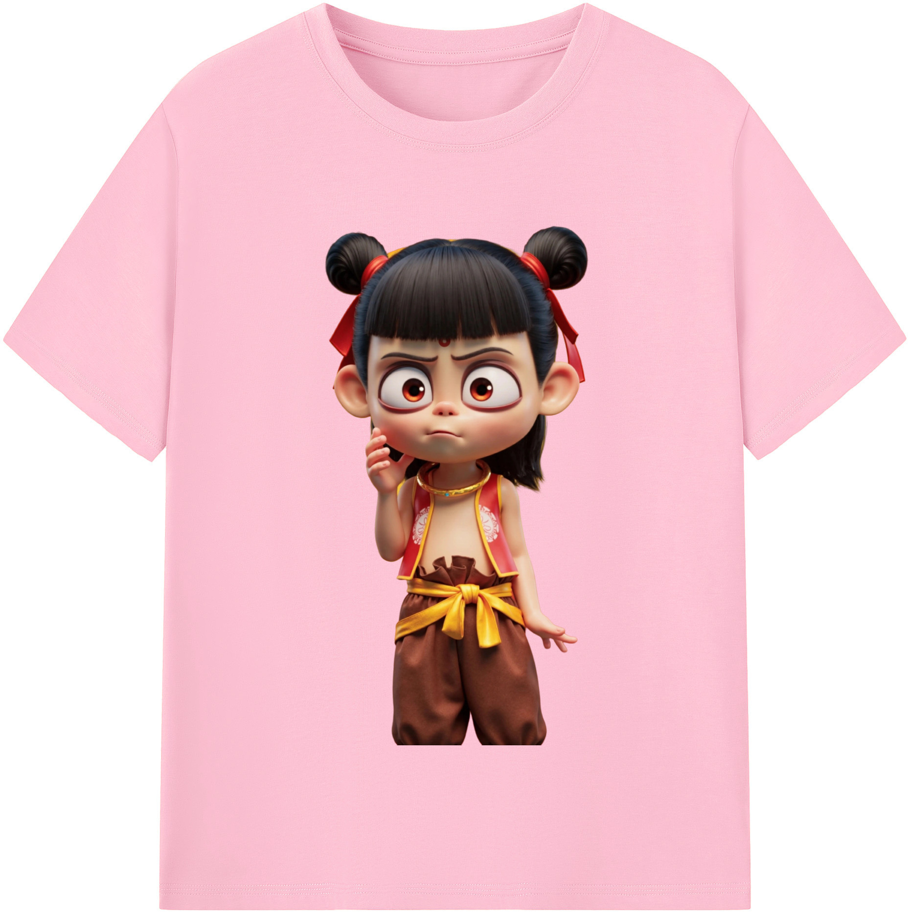 （画像用） Ne Zha 2 ナタ 魔童の大暴れ 綿100％半袖Tシャツ（フロントプリント）