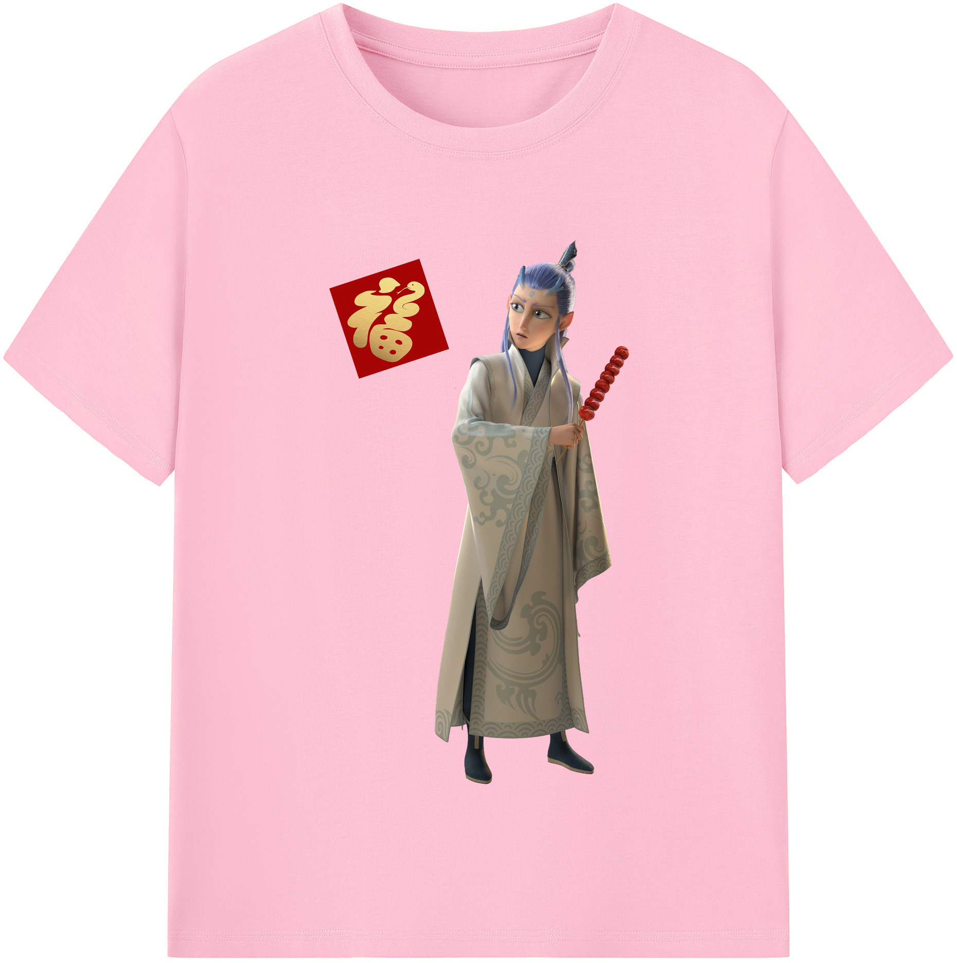 （画像用） Ne Zha 2 ナタ 魔童の大暴れ 綿100％半袖Tシャツ（フロントプリント）