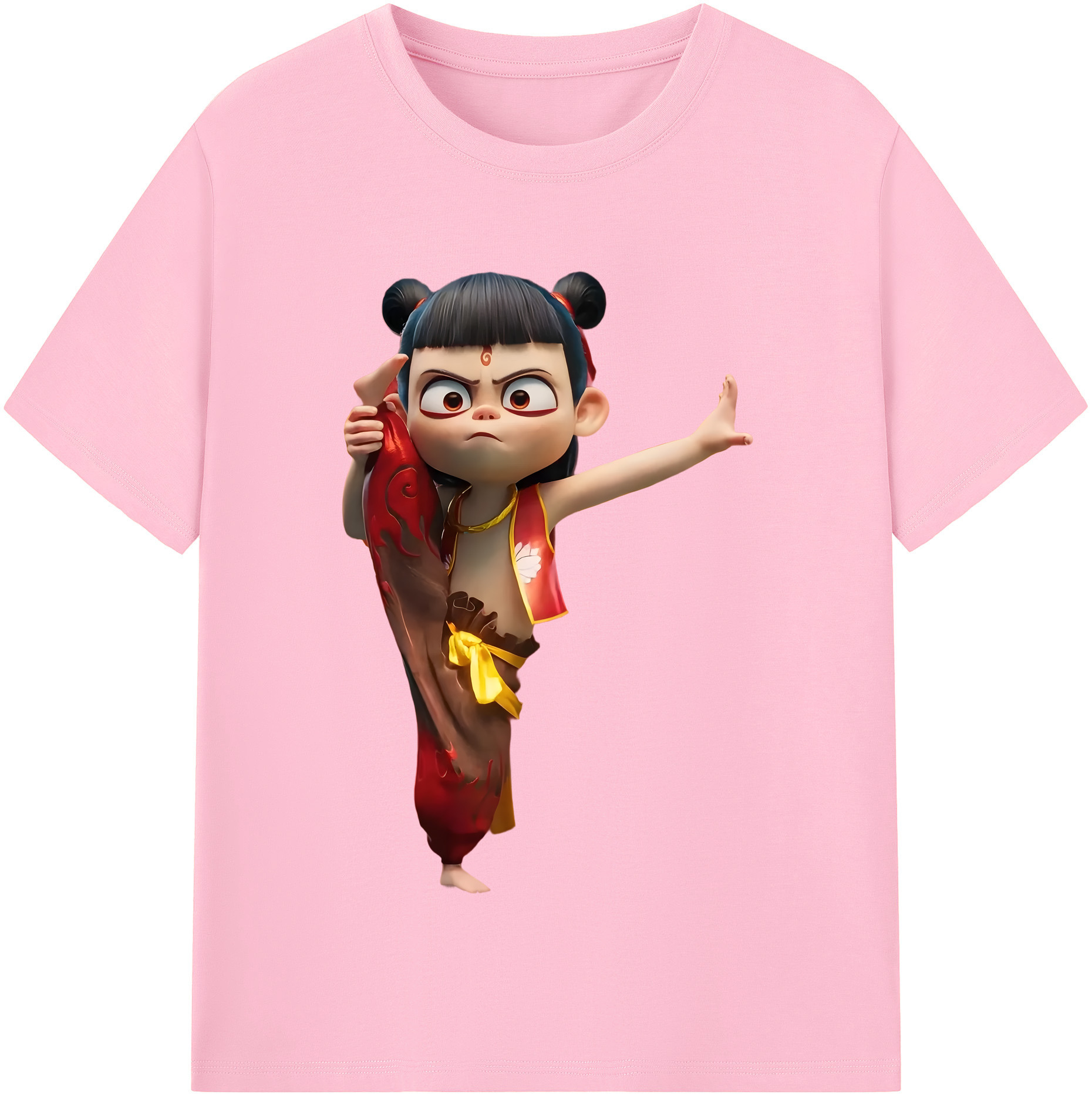 （画像用） Ne Zha 2 ナタ 魔童の大暴れ 綿100％半袖Tシャツ（フロントプリント）