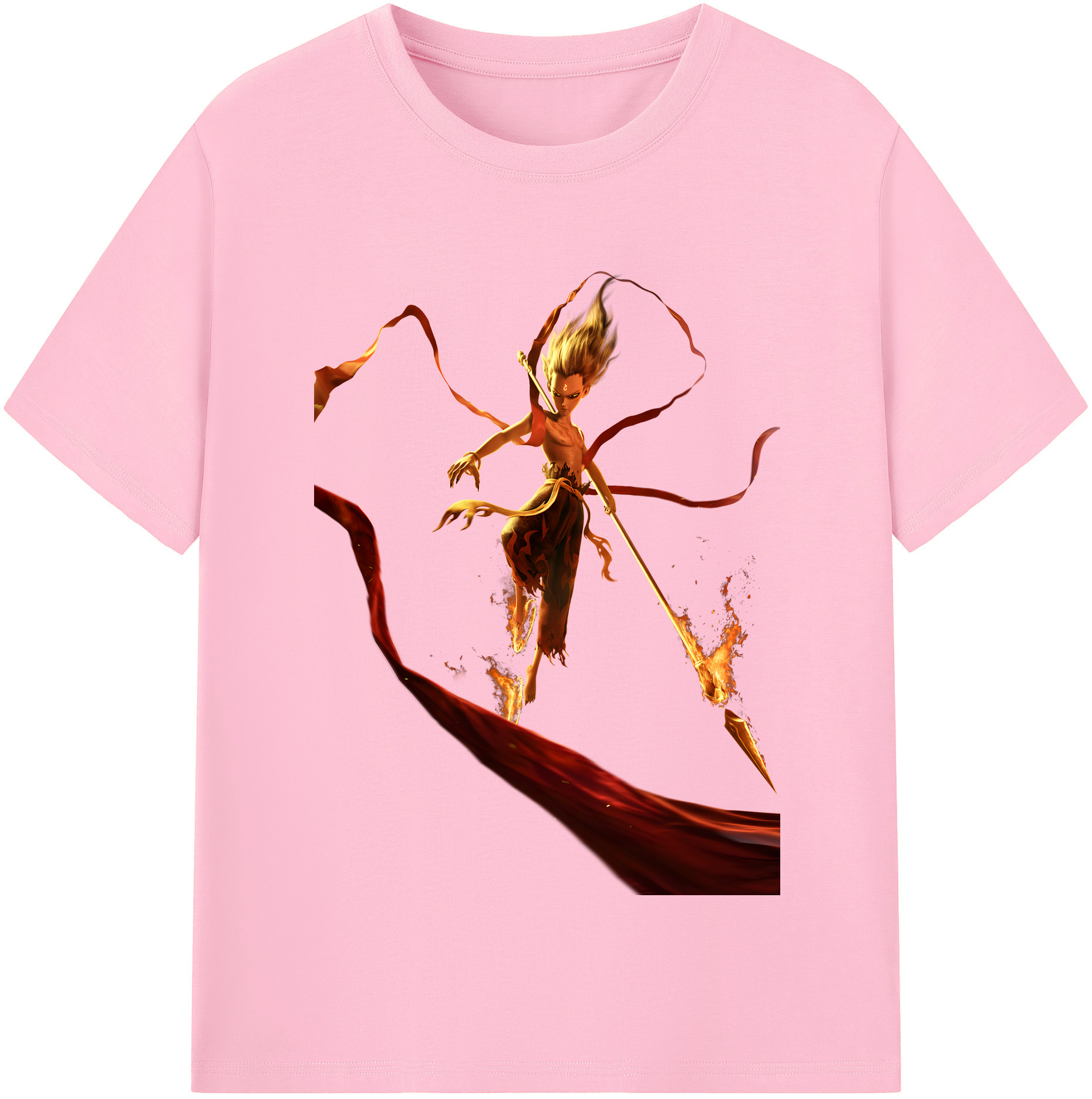 （画像用） Ne Zha 2 ナタ 魔童の大暴れ 綿100％半袖Tシャツ（フロントプリント）