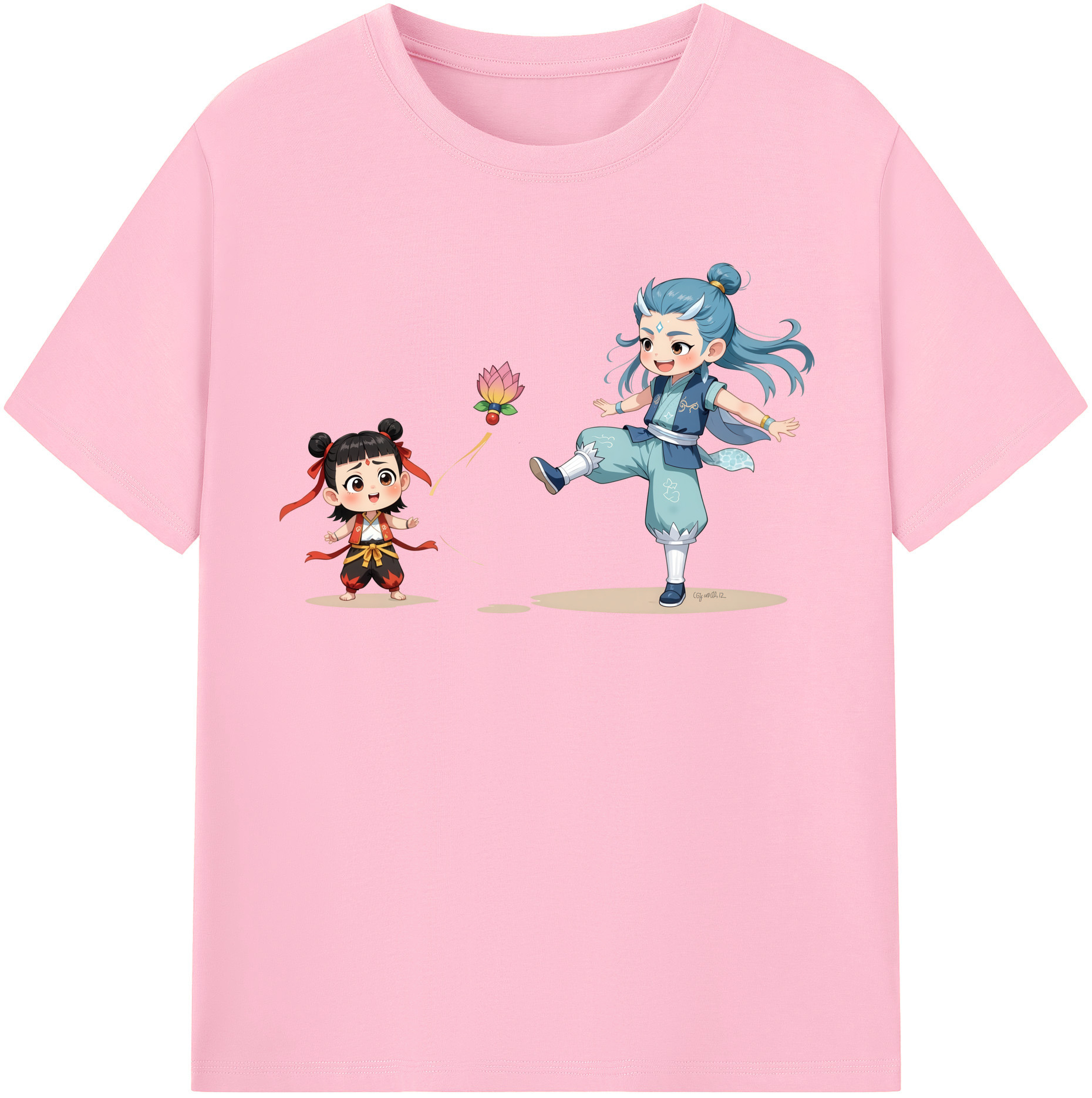 （画像用） Ne Zha 2 ナタ 魔童の大暴れ 綿100％半袖Tシャツ（フロントプリント）