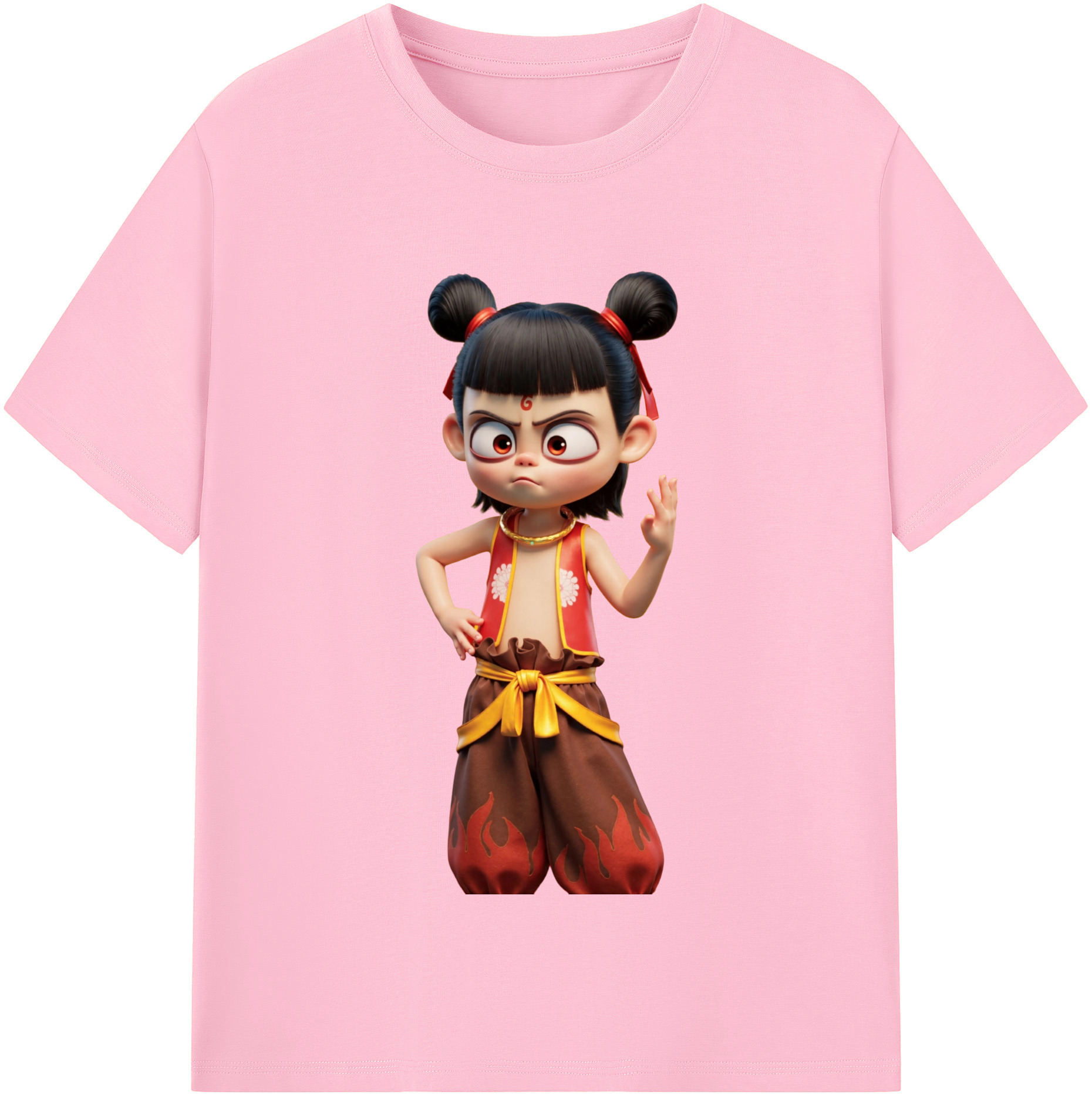 （画像用） Ne Zha 2 ナタ 魔童の大暴れ 綿100％半袖Tシャツ（フロントプリント）