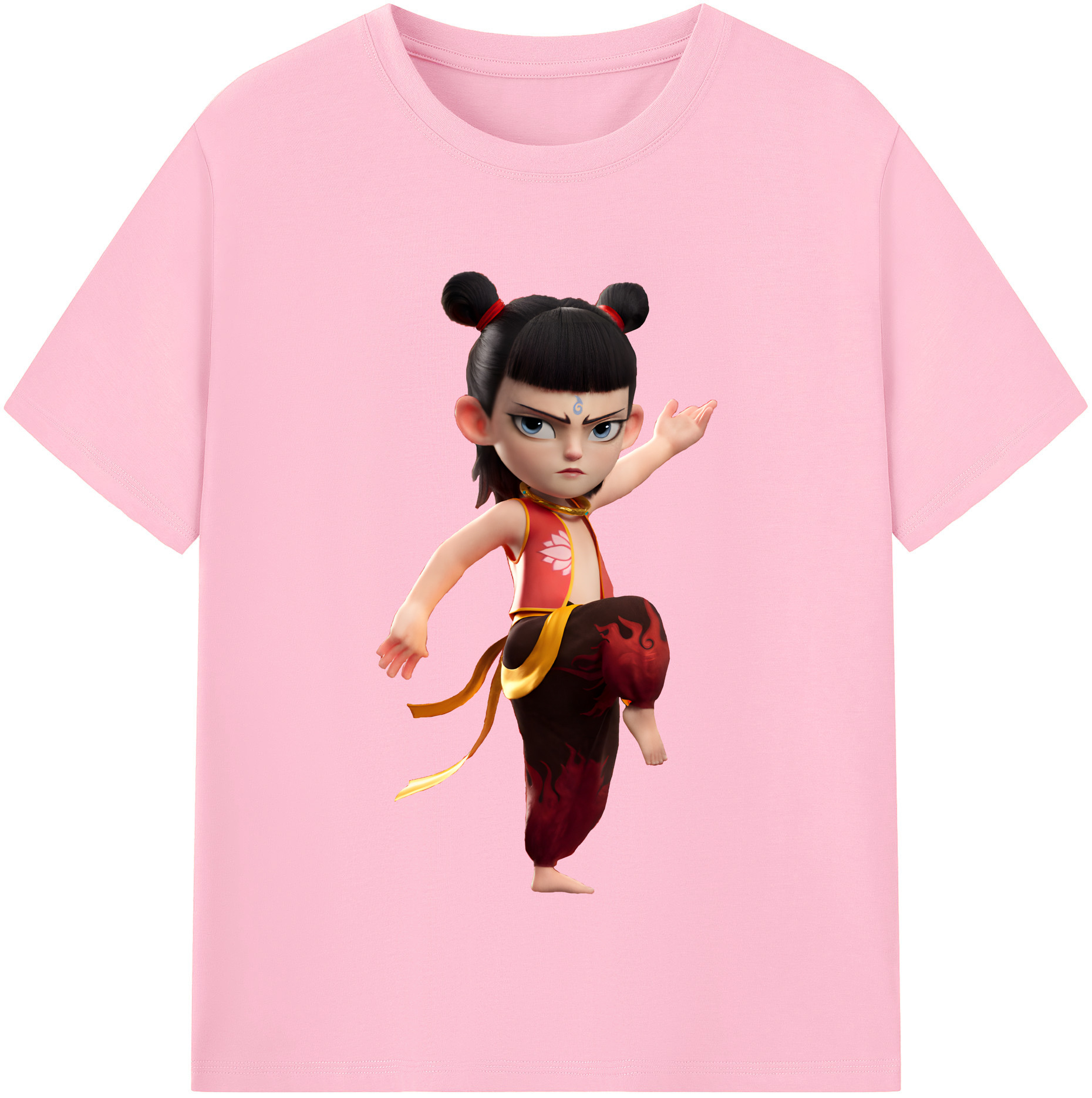 （画像用） Ne Zha 2 ナタ 魔童の大暴れ 綿100％半袖Tシャツ（フロントプリント）