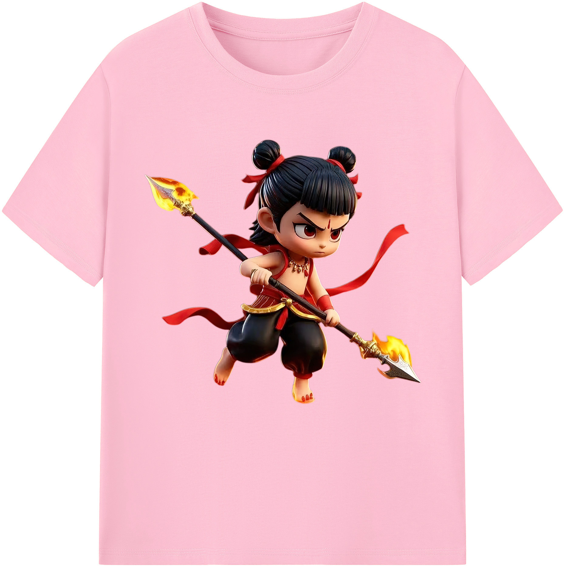 （画像用） Ne Zha 2 ナタ 魔童の大暴れ 綿100％半袖Tシャツ（フロントプリント）