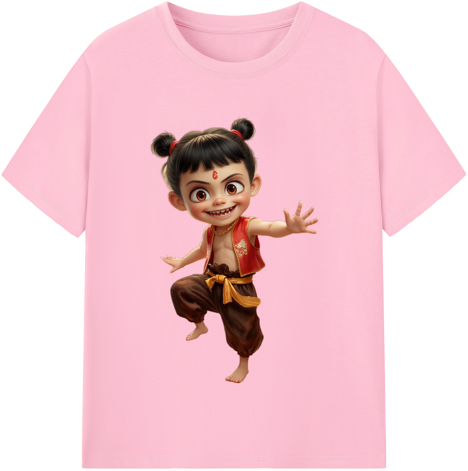（画像用） Ne Zha 2 ナタ 魔童の大暴れ 綿100％半袖Tシャツ（フロントプリント）