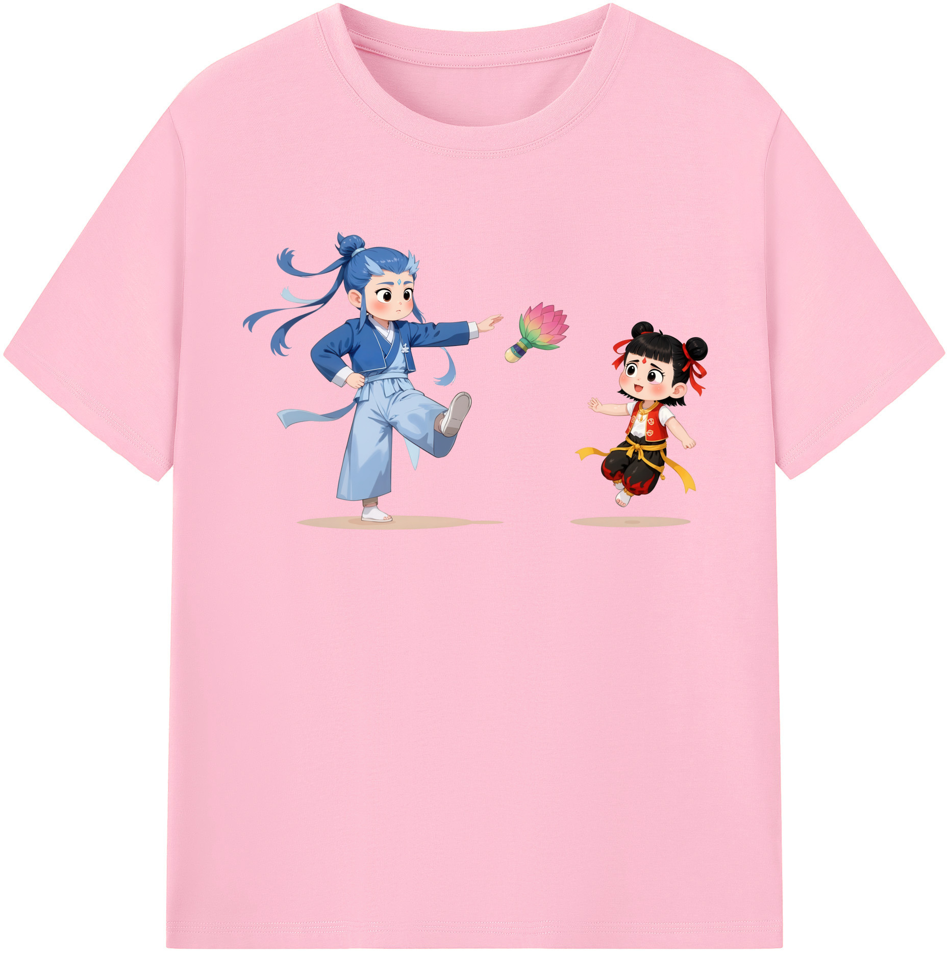 （画像用） Ne Zha 2 ナタ 魔童の大暴れ 綿100％半袖Tシャツ（フロントプリント）