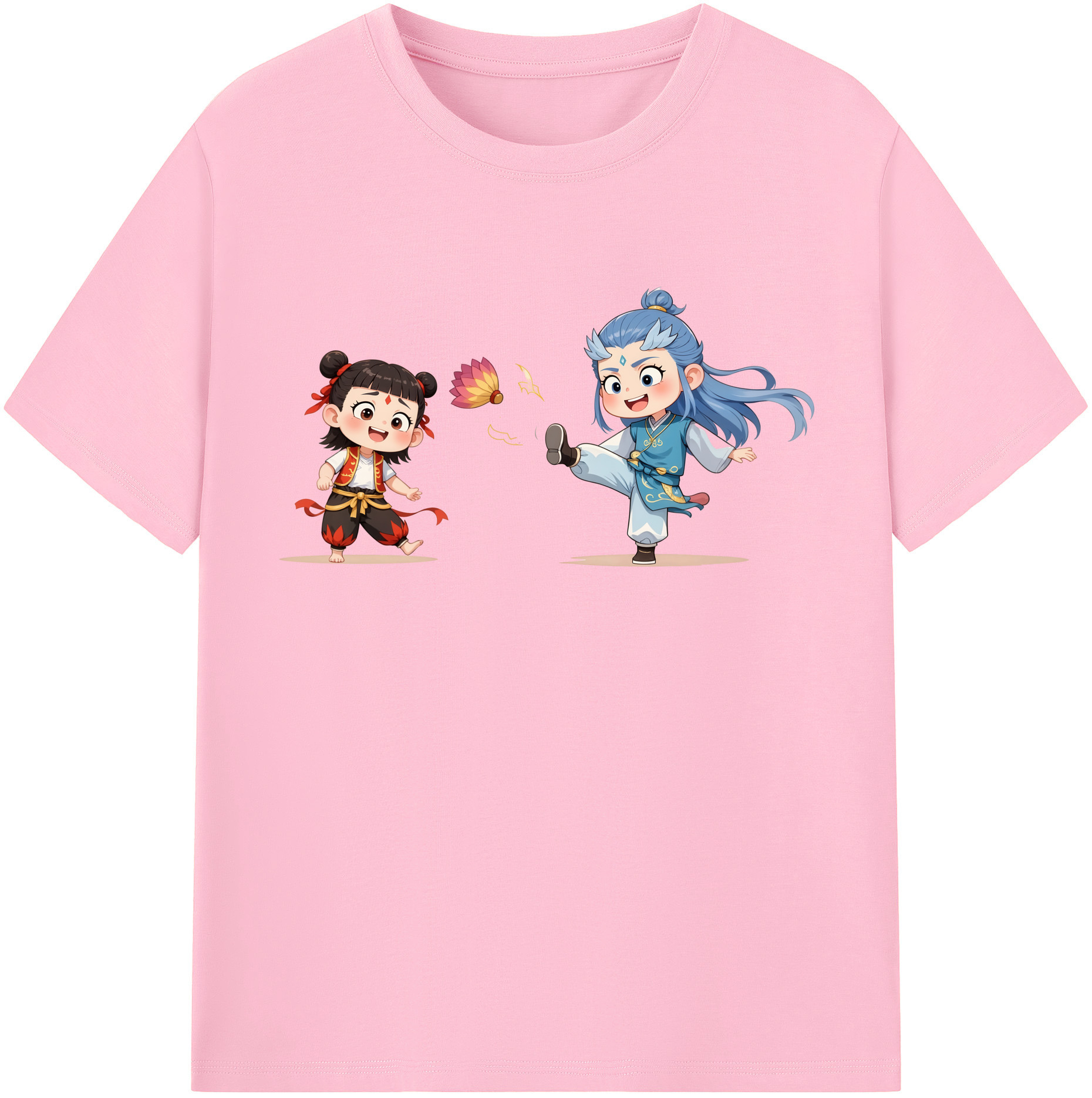 （画像用） Ne Zha 2 ナタ 魔童の大暴れ 綿100％半袖Tシャツ（フロントプリント）
