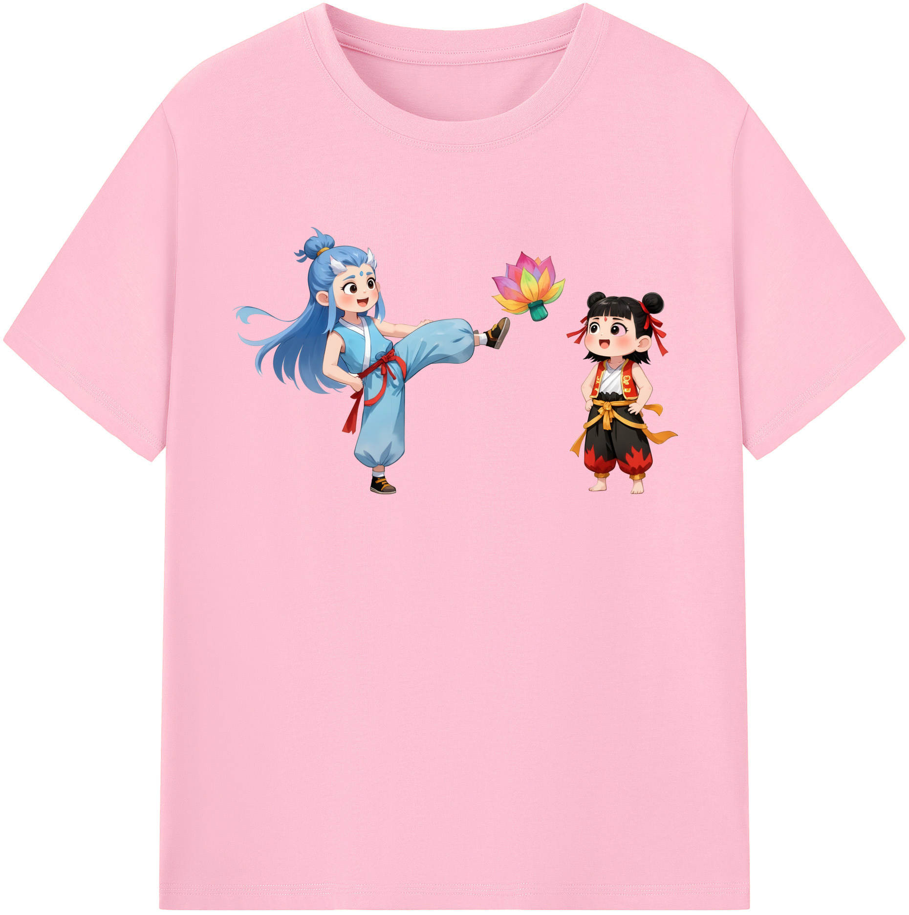 （画像用） Ne Zha 2 ナタ 魔童の大暴れ 綿100％半袖Tシャツ（フロントプリント）