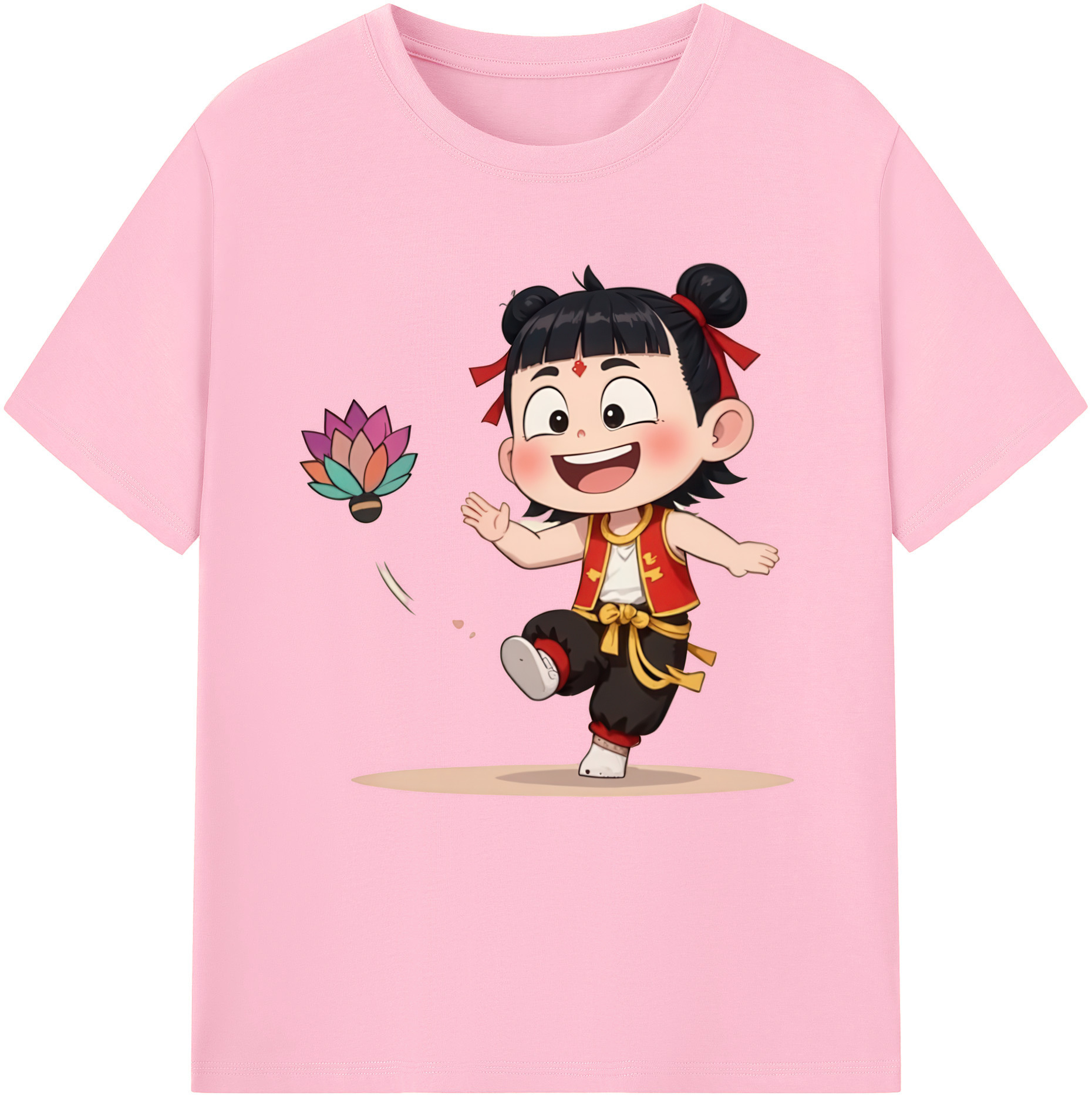 （画像用） Ne Zha 2 ナタ 魔童の大暴れ 綿100％半袖Tシャツ（フロントプリント）