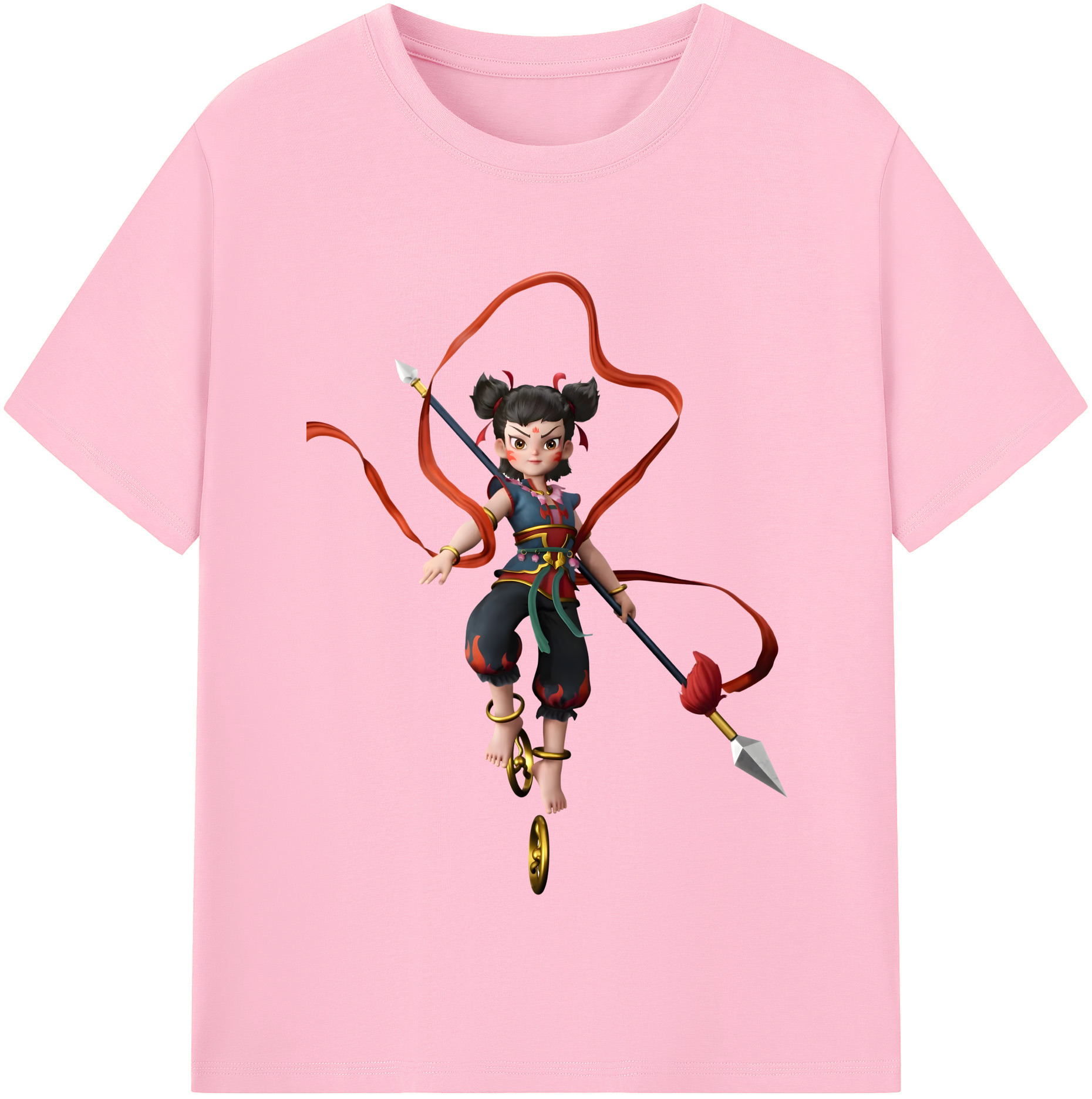 （画像用） Ne Zha 2 ナタ 魔童の大暴れ 綿100％半袖Tシャツ（フロントプリント）