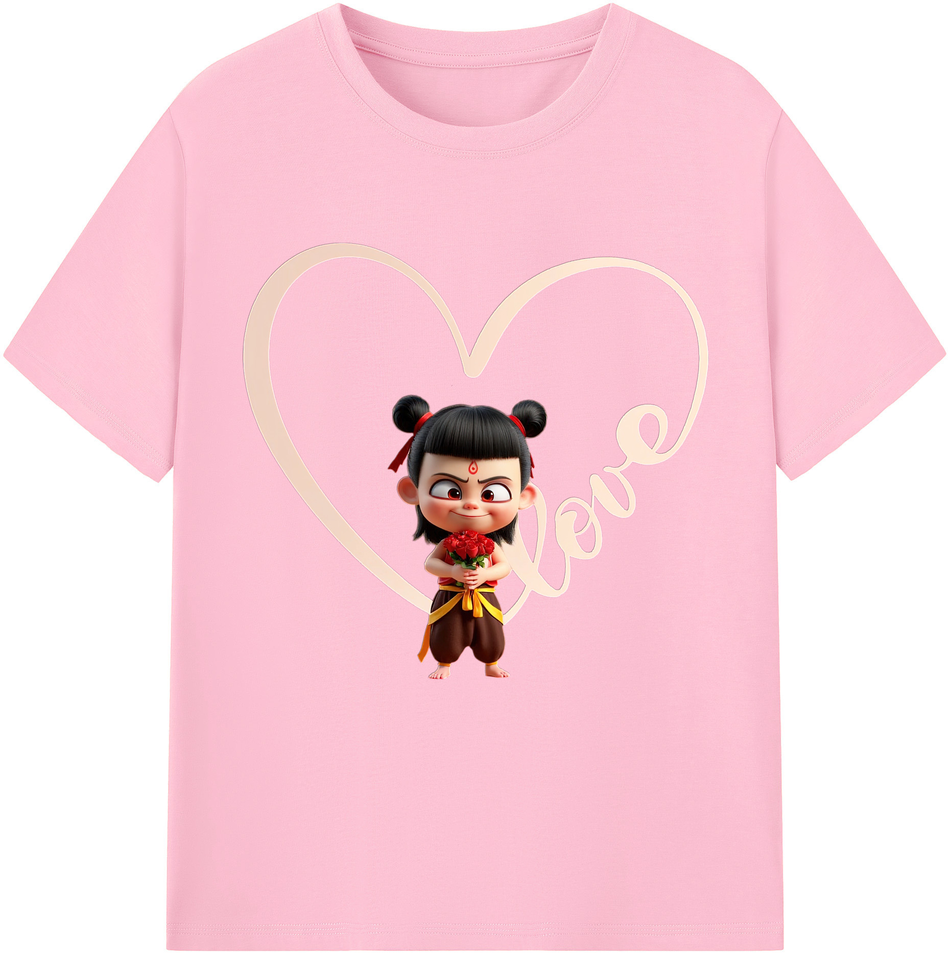 （画像用） Ne Zha 2 ナタ 魔童の大暴れ 綿100％半袖Tシャツ（フロントプリント）