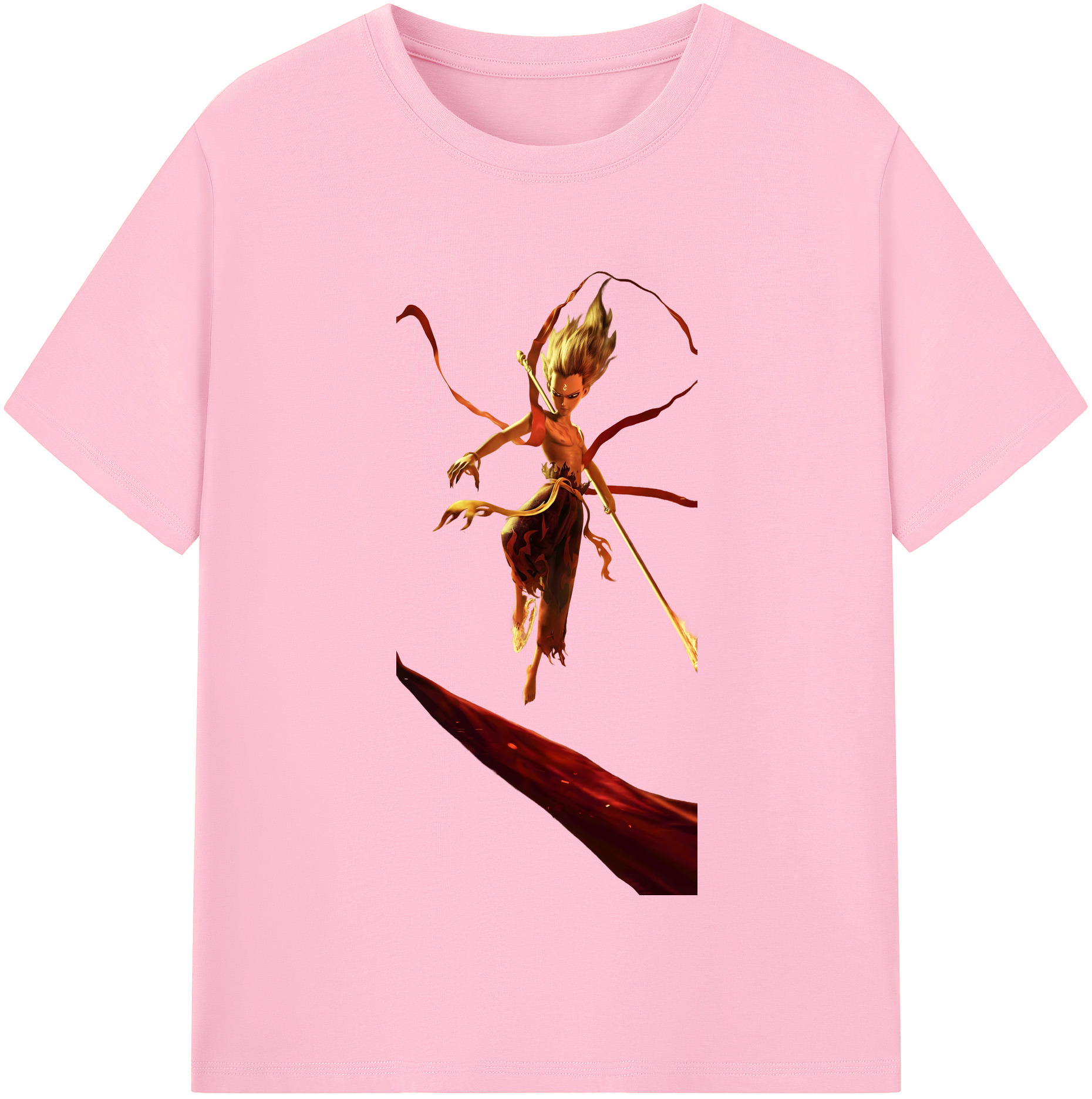 （画像用） Ne Zha 2 ナタ 魔童の大暴れ 綿100％半袖Tシャツ（フロントプリント）