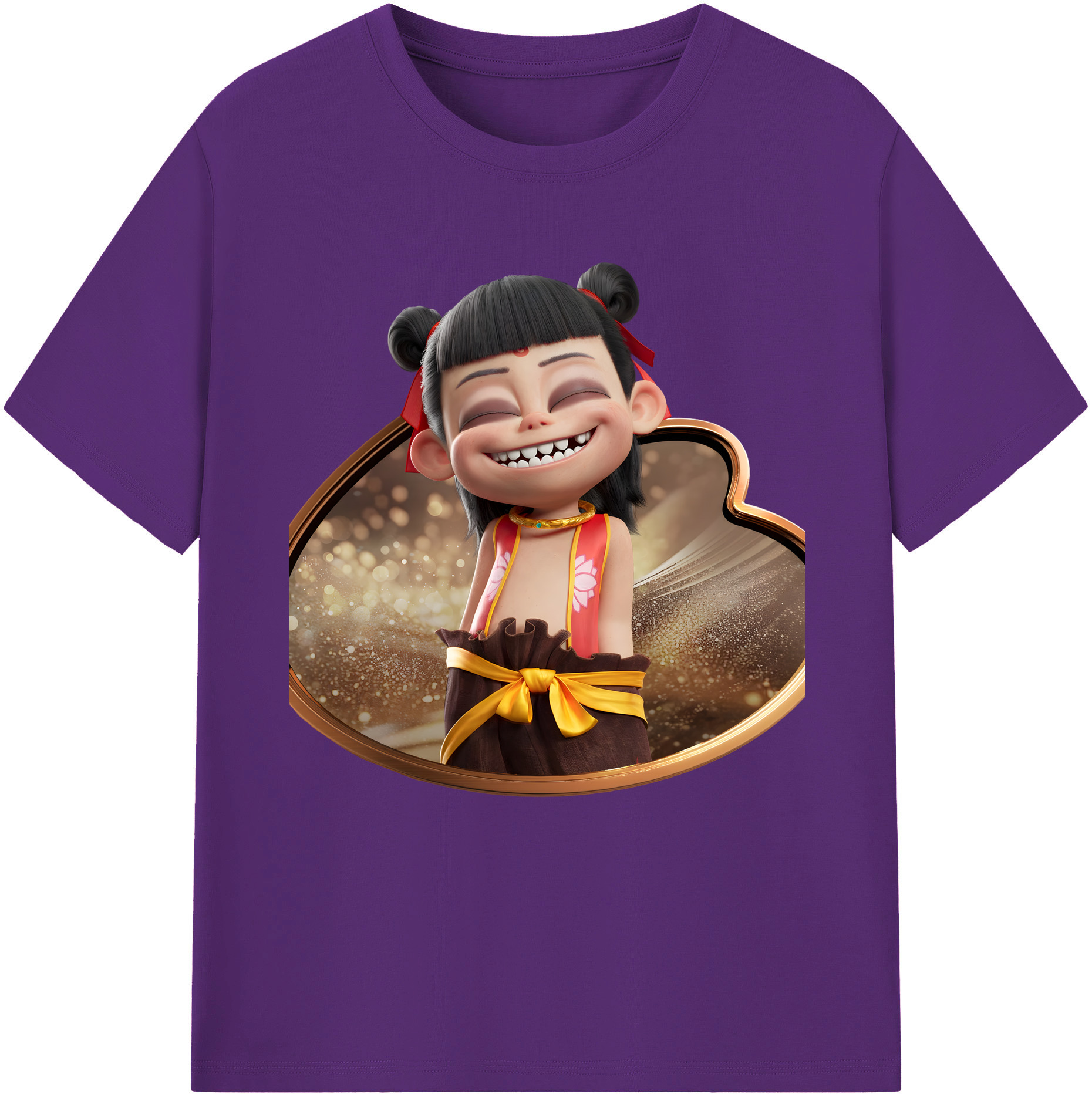 （画像用） Ne Zha 2 ナタ 魔童の大暴れ 綿100％半袖Tシャツ（フロントプリント）