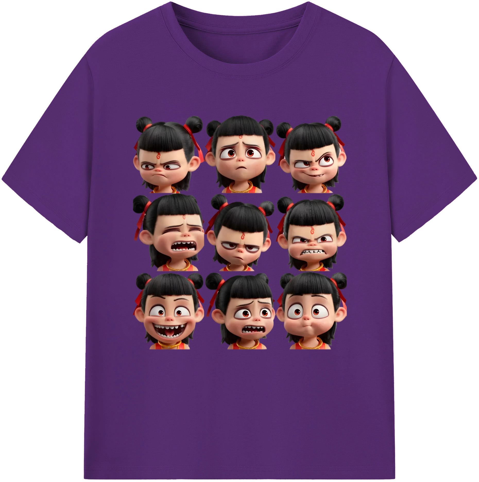 （画像用） Ne Zha 2 ナタ 魔童の大暴れ 綿100％半袖Tシャツ（フロントプリント）