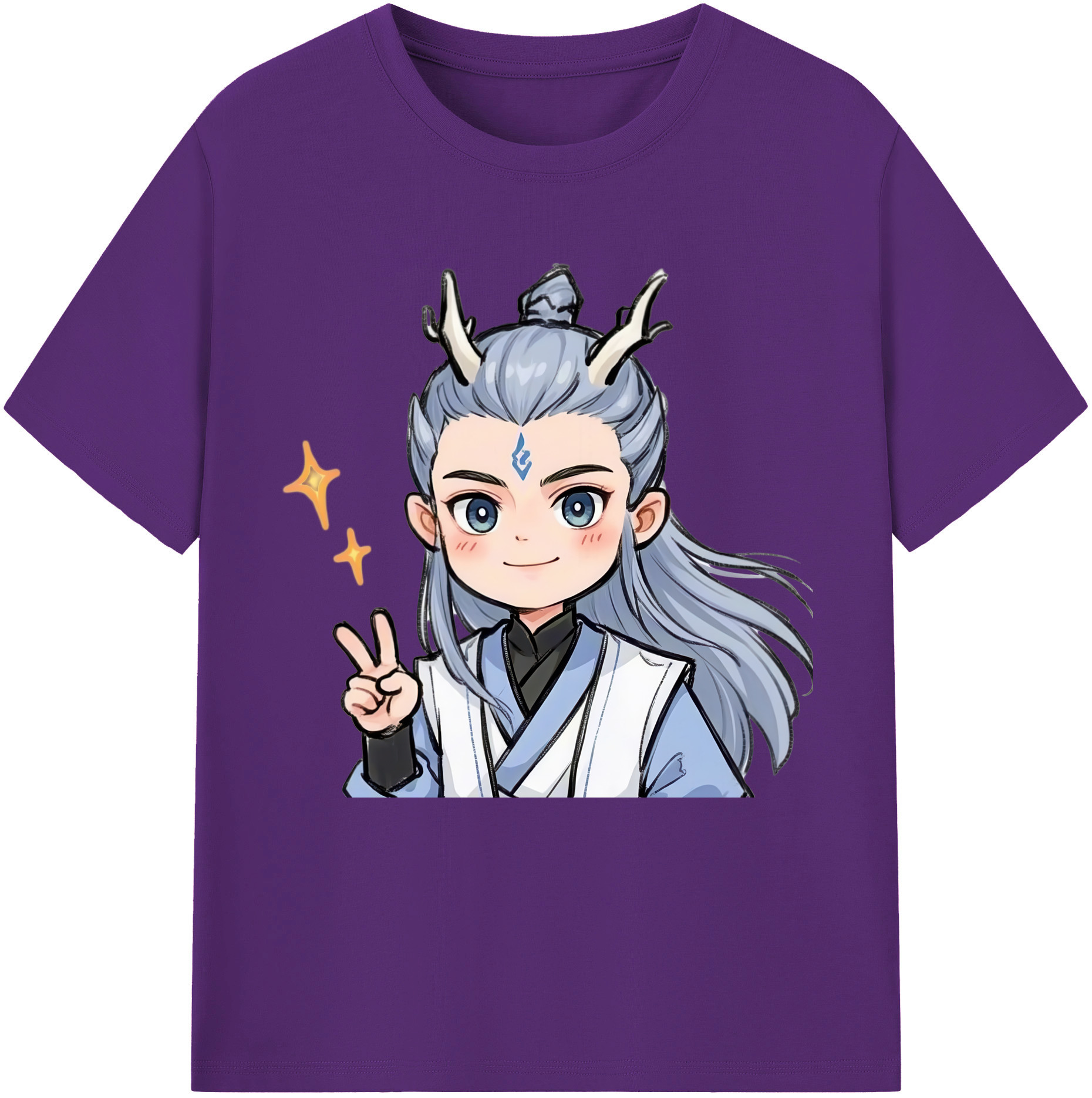 （画像用） Ne Zha 2 ナタ 魔童の大暴れ 綿100％半袖Tシャツ（フロントプリント）