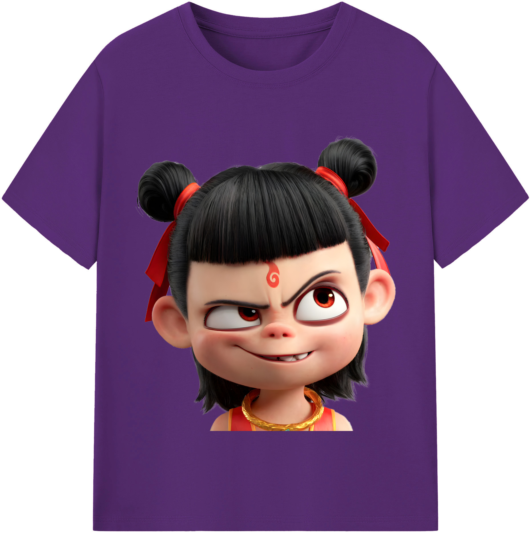 （画像用） Ne Zha 2 ナタ 魔童の大暴れ 綿100％半袖Tシャツ（フロントプリント）