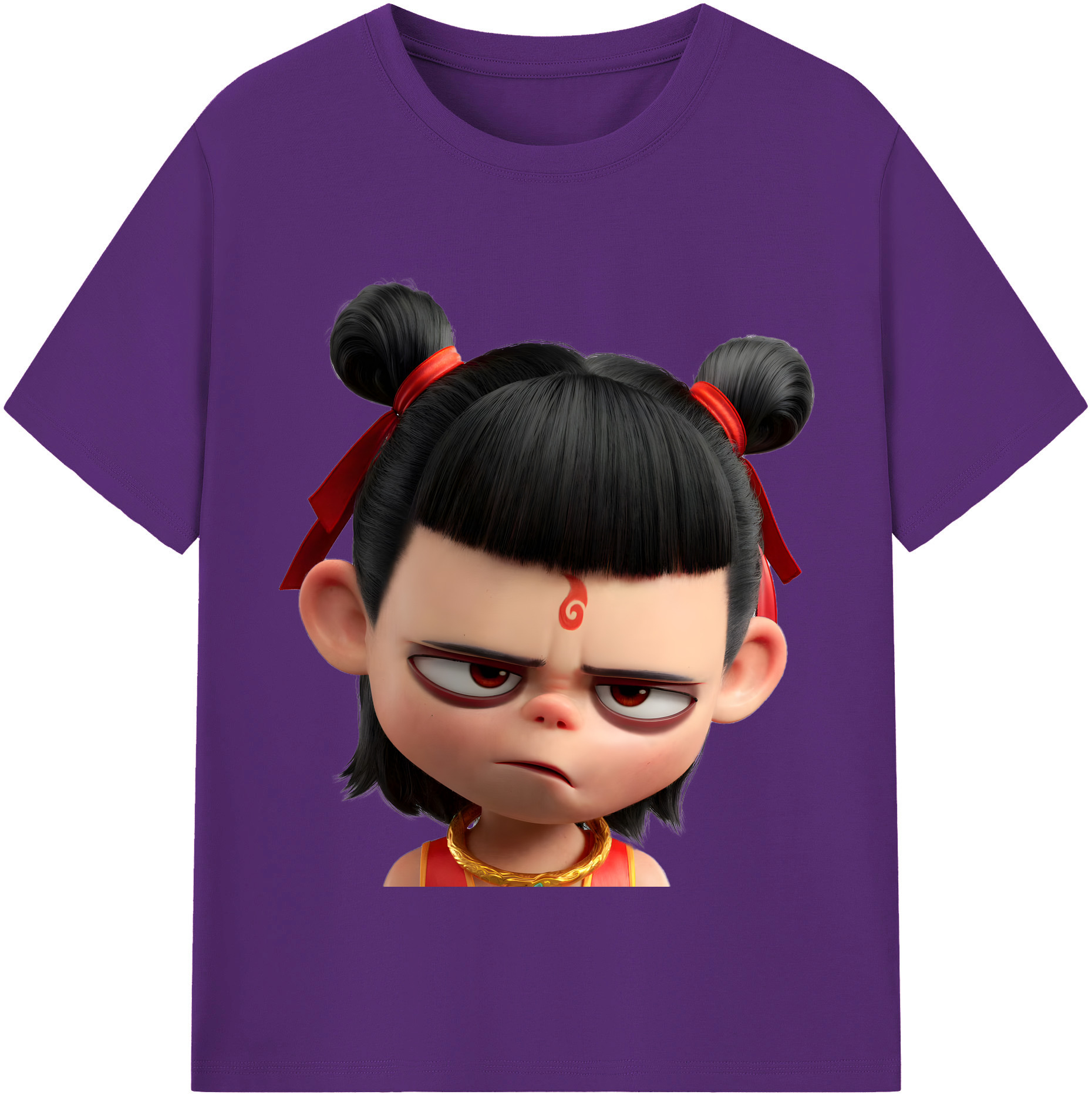 （画像用） Ne Zha 2 ナタ 魔童の大暴れ 綿100％半袖Tシャツ（フロントプリント）