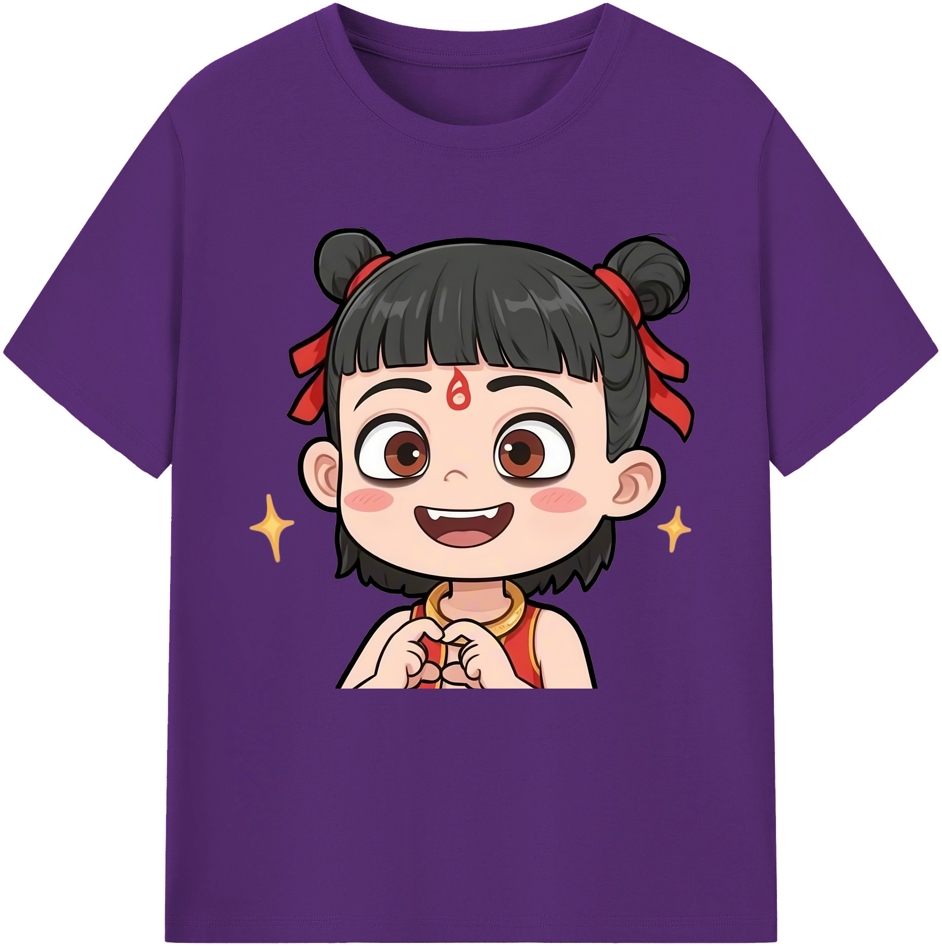 （画像用） Ne Zha 2 ナタ 魔童の大暴れ 綿100％半袖Tシャツ（フロントプリント）