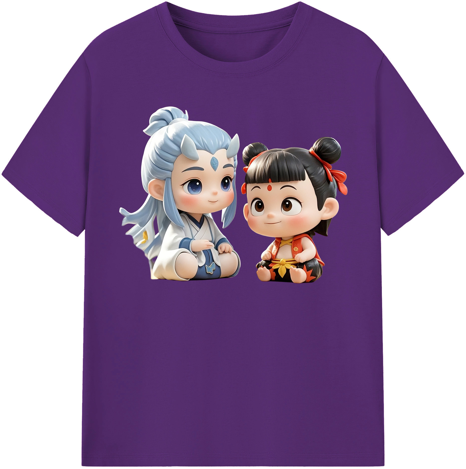 （画像用） Ne Zha 2 ナタ 魔童の大暴れ 綿100％半袖Tシャツ（フロントプリント）