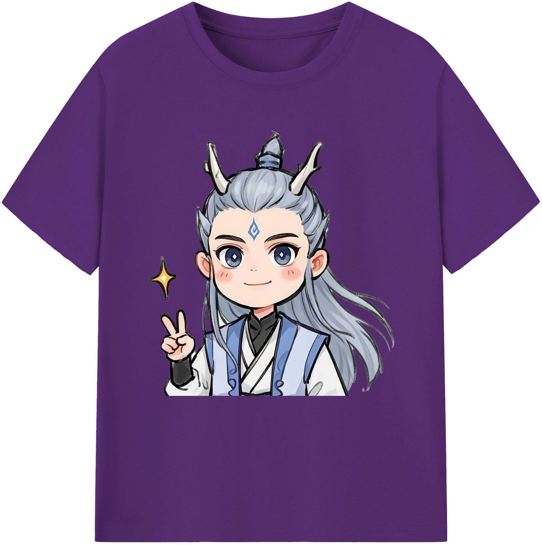 （画像用） Ne Zha 2 ナタ 魔童の大暴れ 綿100％半袖Tシャツ（フロントプリント）