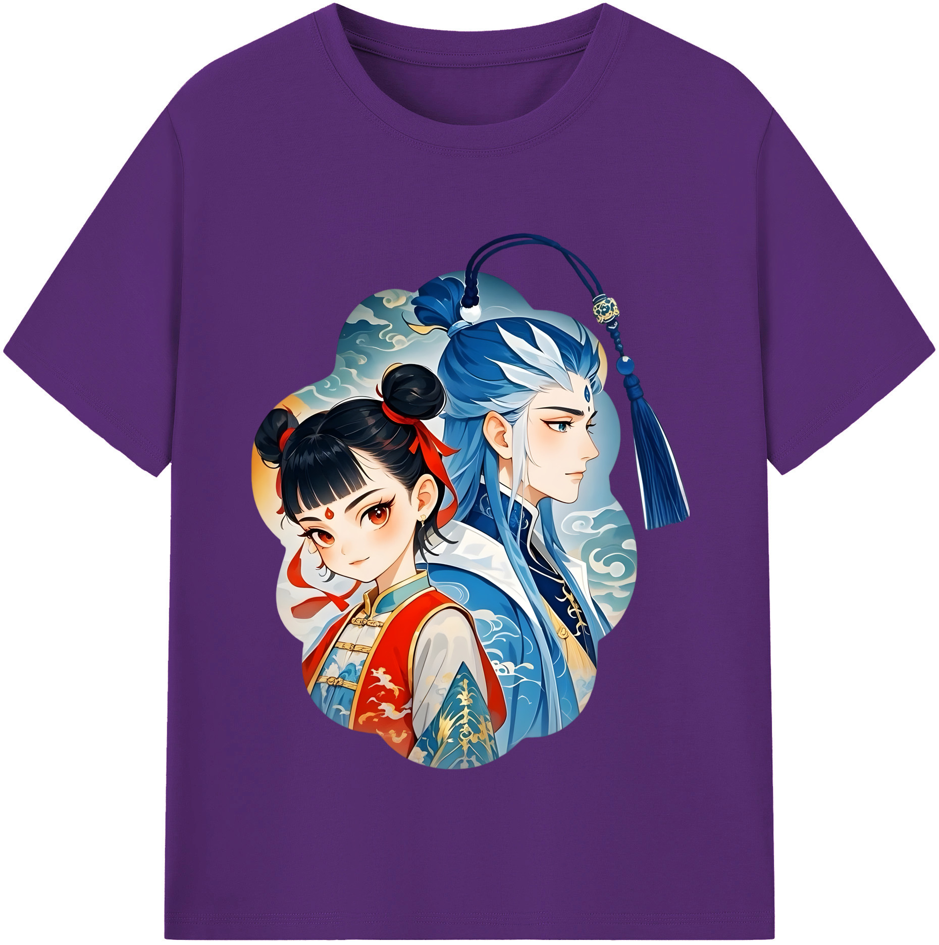 （画像用） Ne Zha 2 ナタ 魔童の大暴れ 綿100％半袖Tシャツ（フロントプリント）