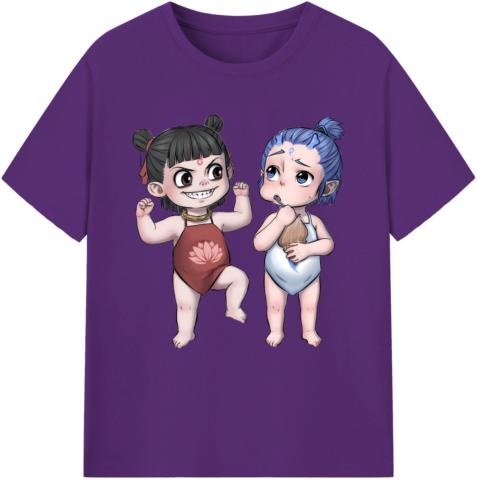 （画像用） Ne Zha 2 ナタ 魔童の大暴れ 綿100％半袖Tシャツ（フロントプリント）