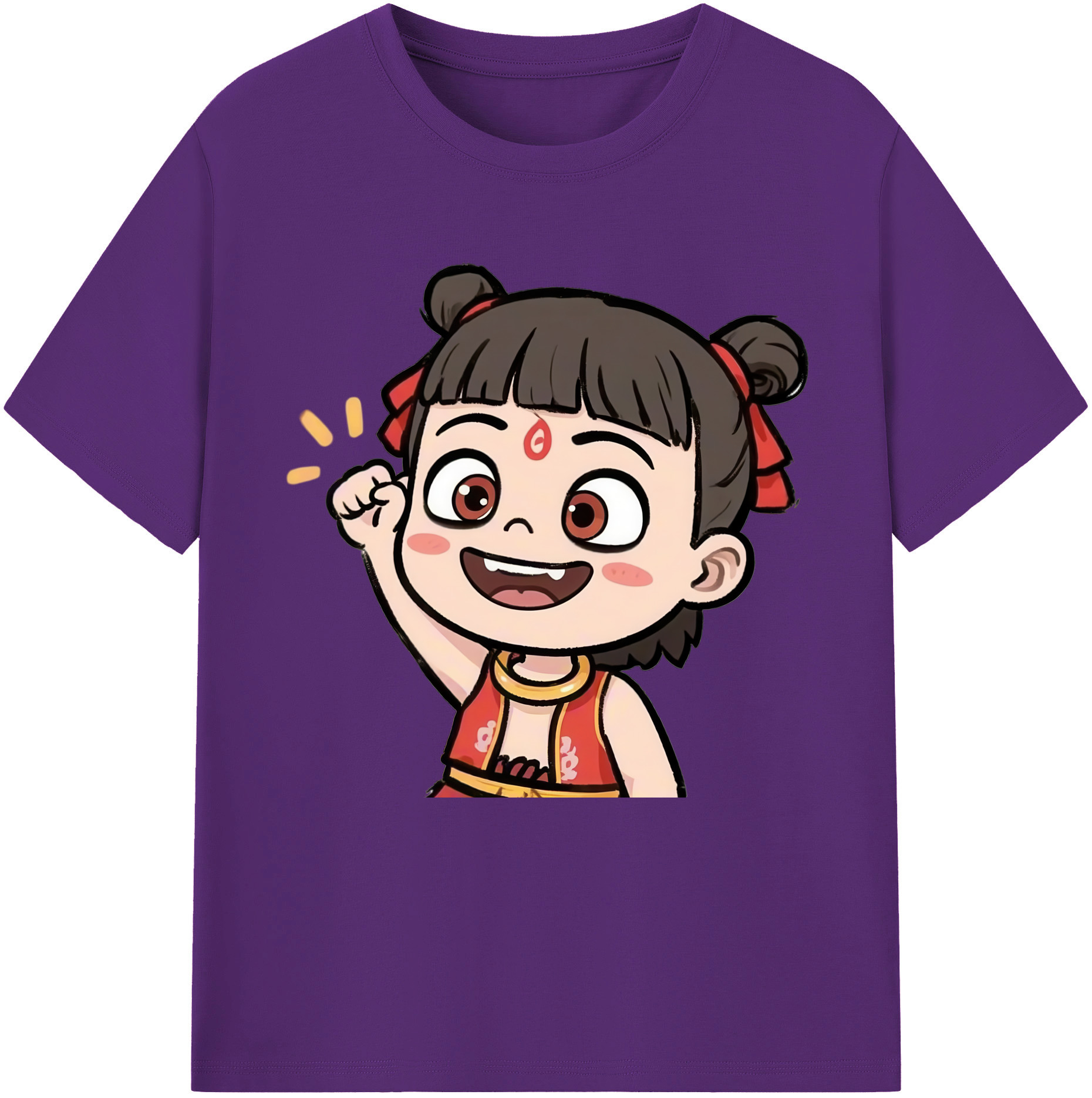 （画像用） Ne Zha 2 ナタ 魔童の大暴れ 綿100％半袖Tシャツ（フロントプリント）