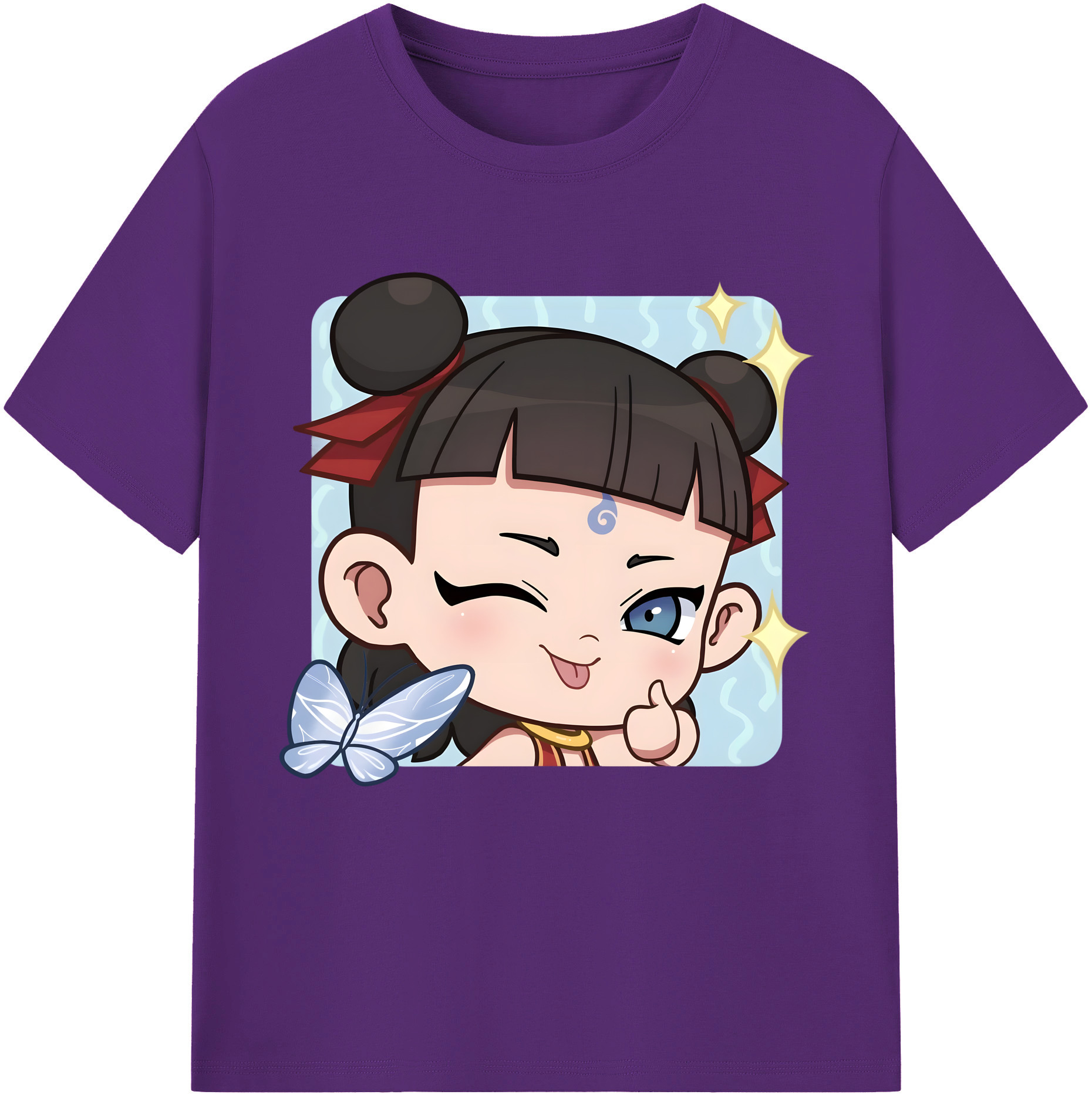 （画像用） Ne Zha 2 ナタ 魔童の大暴れ 綿100％半袖Tシャツ（フロントプリント）