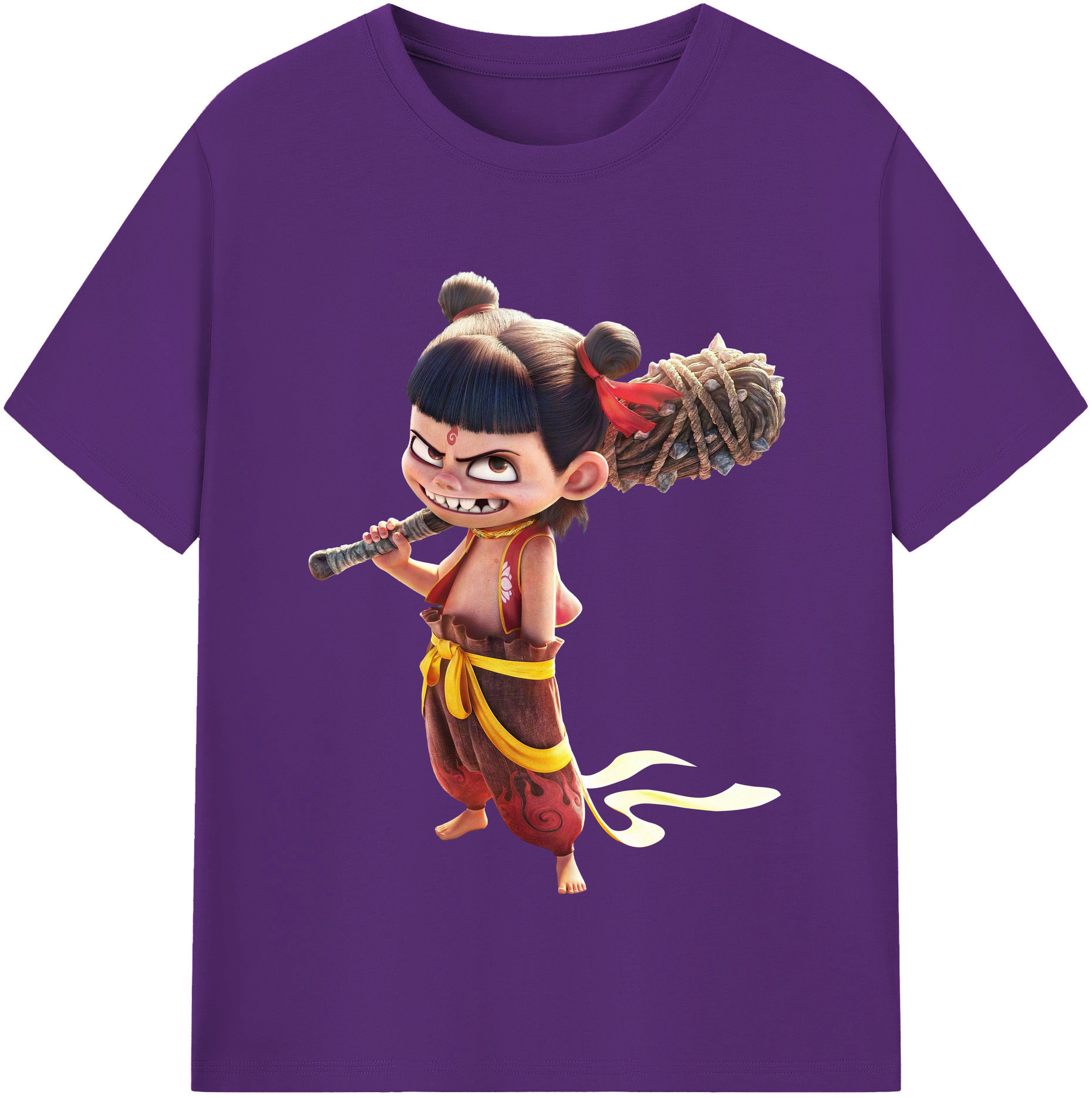 （画像用） Ne Zha 2 ナタ 魔童の大暴れ 綿100％半袖Tシャツ（フロントプリント）