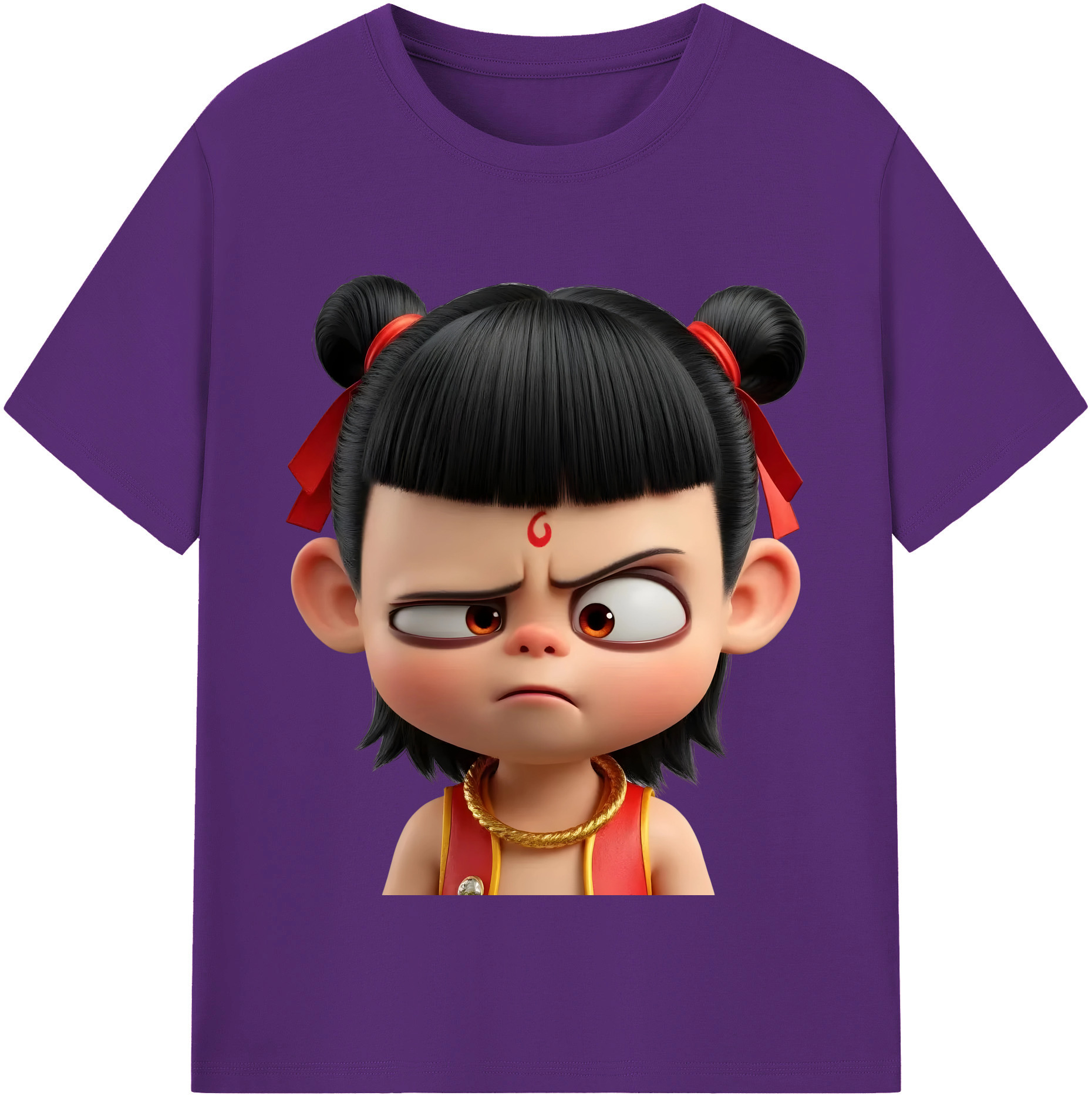 （画像用） Ne Zha 2 ナタ 魔童の大暴れ 綿100％半袖Tシャツ（フロントプリント）