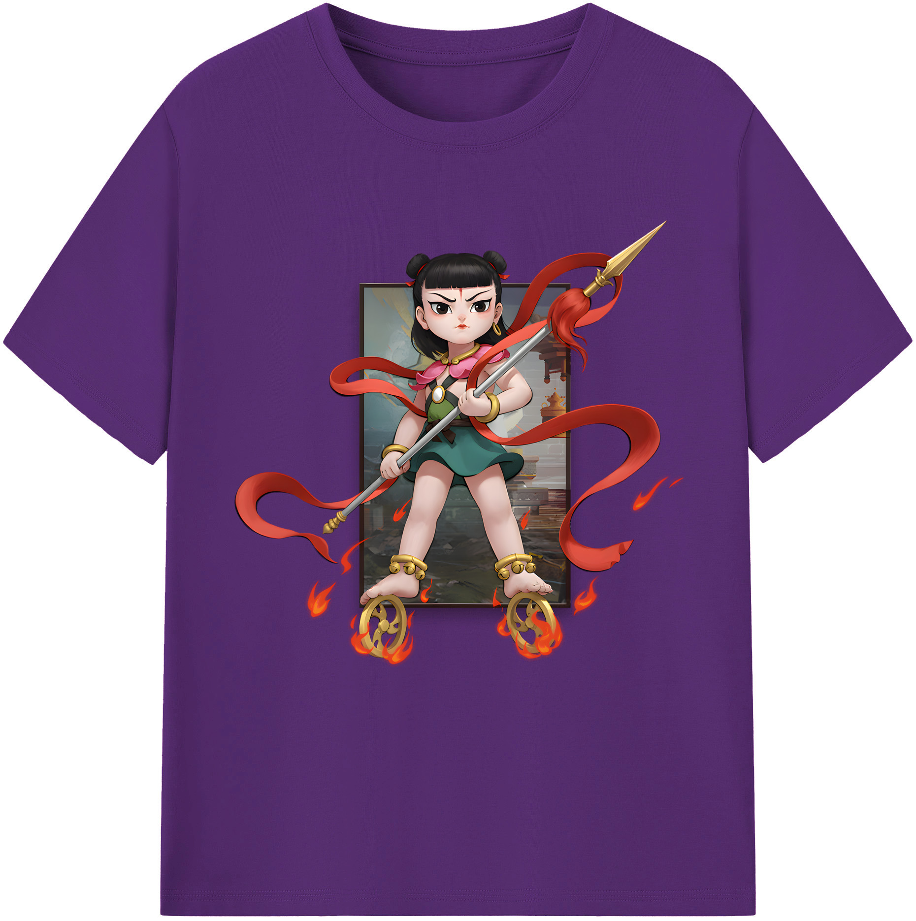 （画像用） Ne Zha 2 ナタ 魔童の大暴れ 綿100％半袖Tシャツ（フロントプリント）