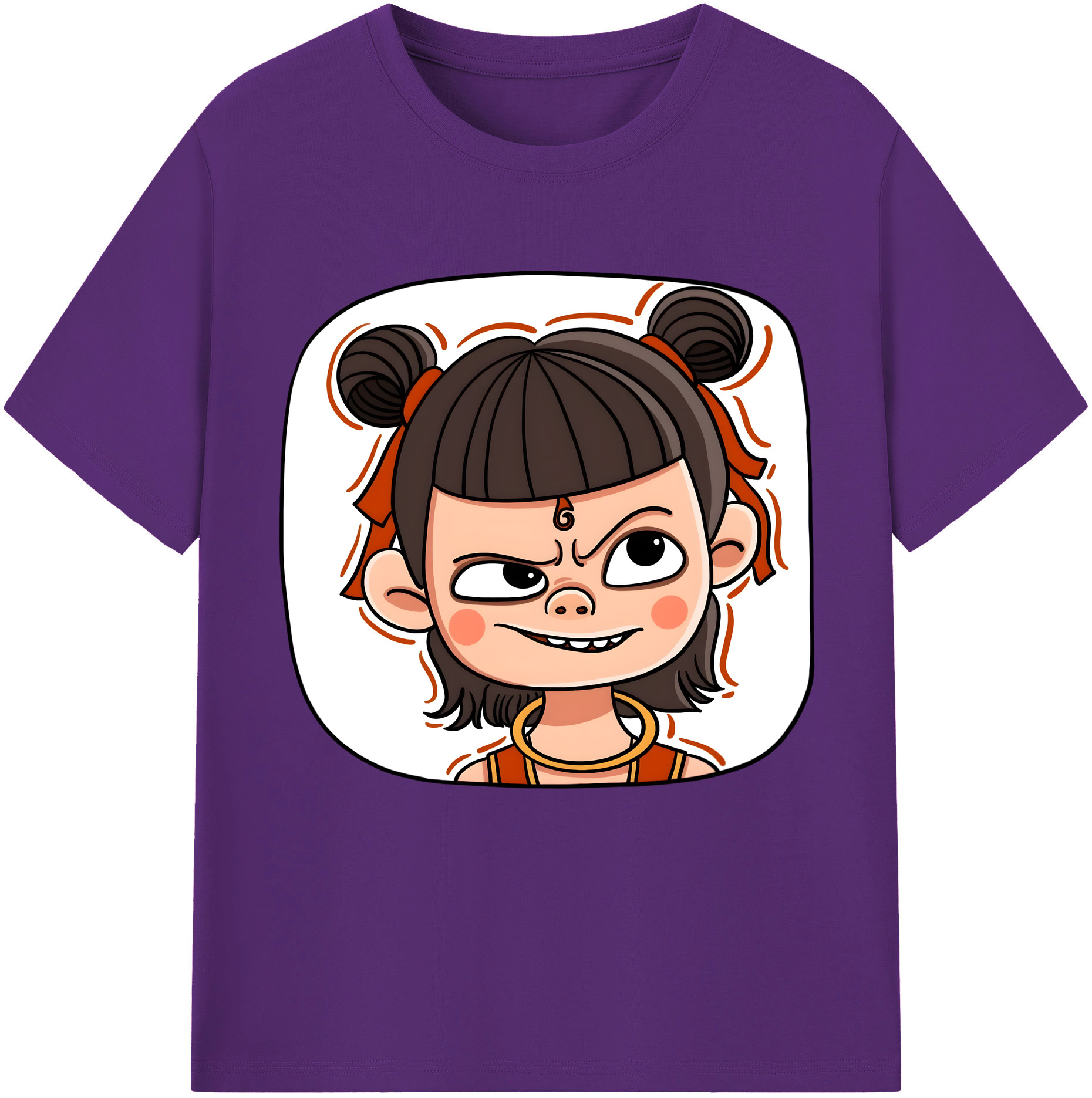 （画像用） Ne Zha 2 ナタ 魔童の大暴れ 綿100％半袖Tシャツ（フロントプリント）