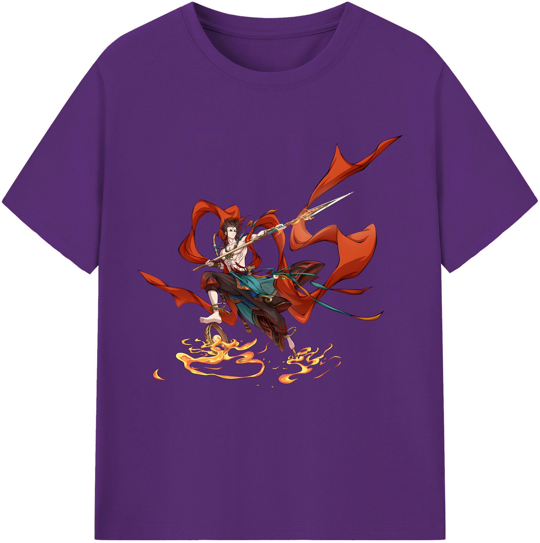 （画像用） Ne Zha 2 ナタ 魔童の大暴れ 綿100％半袖Tシャツ（フロントプリント）